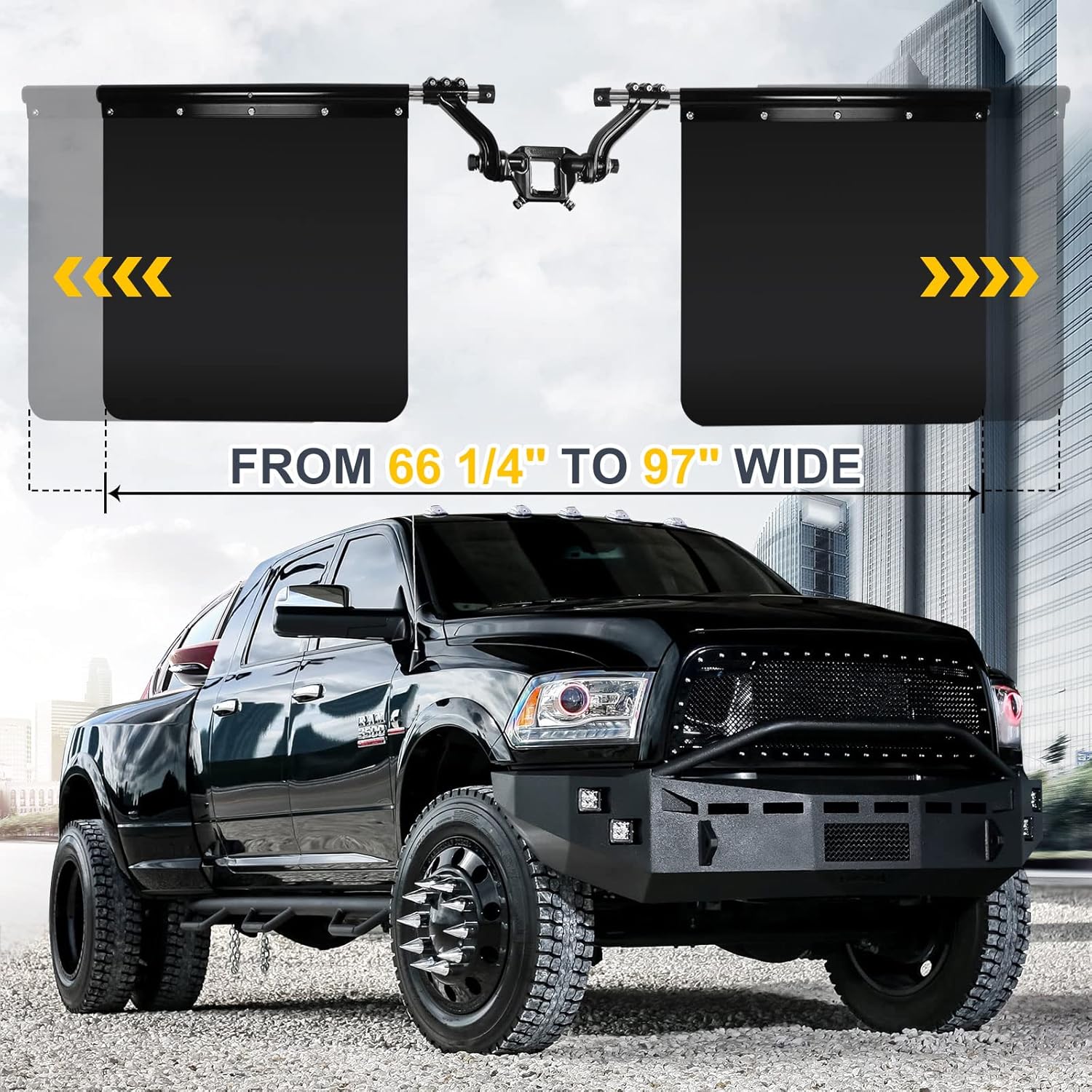 2" Hitch Mounted Mud Flaps, 00108 Heavy Duty Mud Flaps Height and Width Adjustable