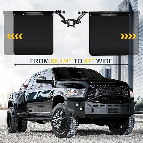 Miniatura 2 de Aletas de barro montadas en enganche de 2 pulgadas, 00108 resistentes aletas de lodo ajustables en altura y ancho, aletas de barro de protección de