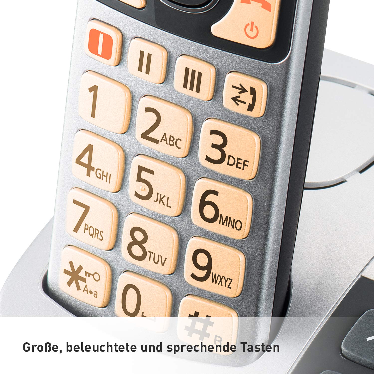 Panasonic KX-TGE522GS DECT Seniorentelefon mit Notruf, Silber-schwarz & KX-TGE510GS DECT Seniorentelefon mit Notruf (Großtastentelefon, schnurlos, extra Lautstärke) Silber-schwarz
