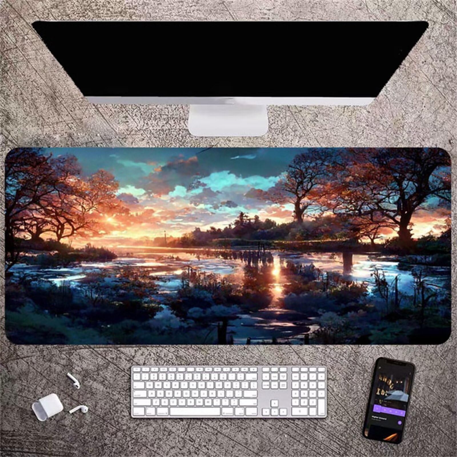 Tappetino per Mouse da Gaming XXL 1000x500x3mm Grande Tappetino per Mouse con Superficie Liscia migliora la precisione Lavabile Adatto per Computer e PC (Tramonto Nuvole Paesaggio)