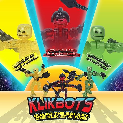 Miniatura 6 de Zing Klikbot Galaxy Pack, juego de 3 figuras de acción posables con armas, incluye 1 héroe (hielo), 1 villano (maze) y 1 guardián (escorpión),