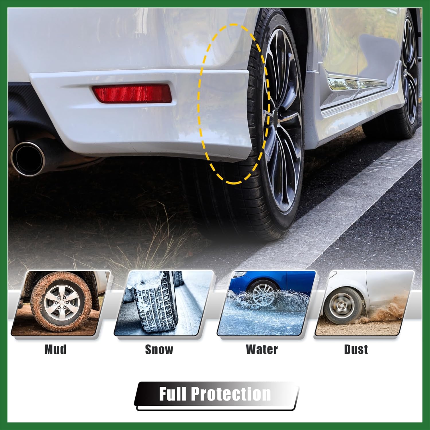 Motoforti Mud Flaps Splash Guard No-Drill Mudguards Wheels Protection Set Fit for GMC Sierra 1500 with Hardware - Pack of 16 Black Long-lasting