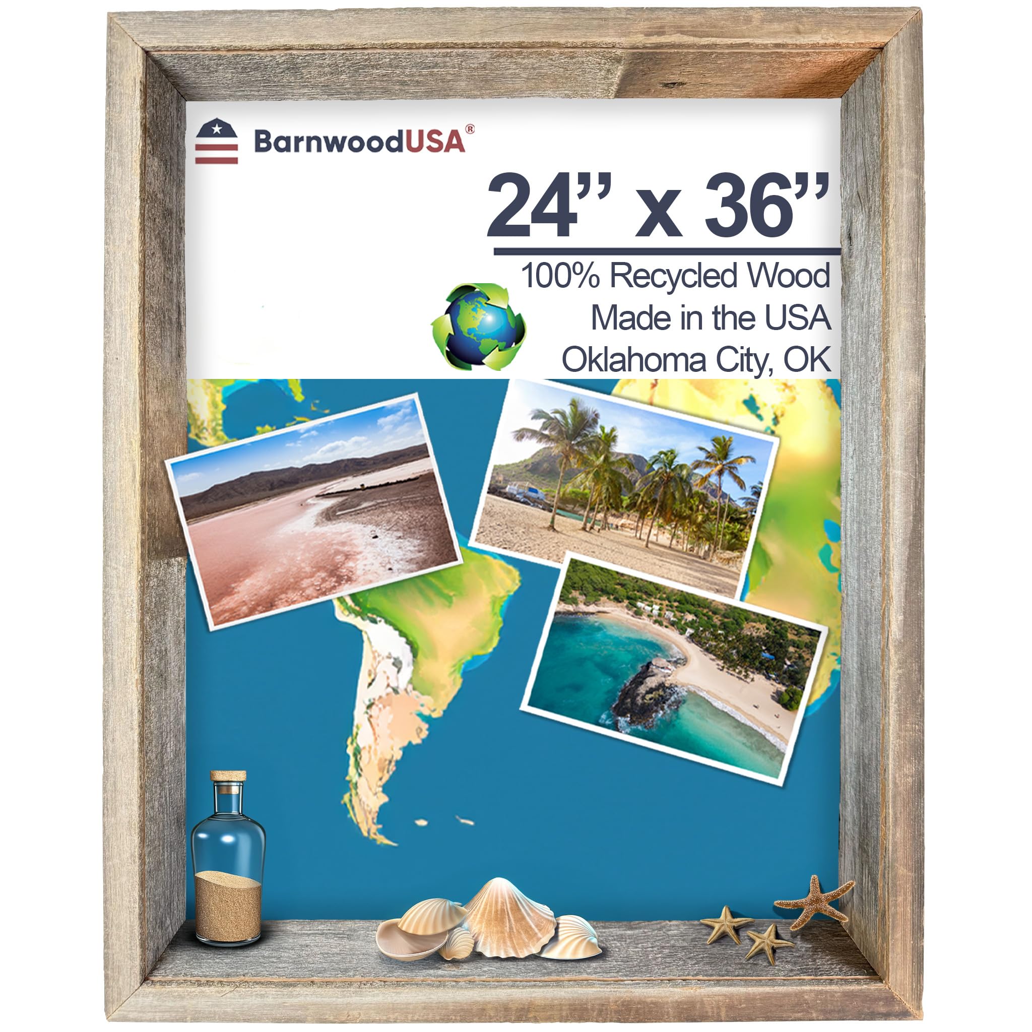 BARNWOODUSA 24x36 Reclaimed Wood Shadow Box in Weathered Gray