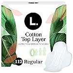 L. Ultra Thin Pads for Women, Regular Absorbency, Organic Cotton Top Layer, Unscented Pads with Wings, 112 Count (4 Packs of 28)