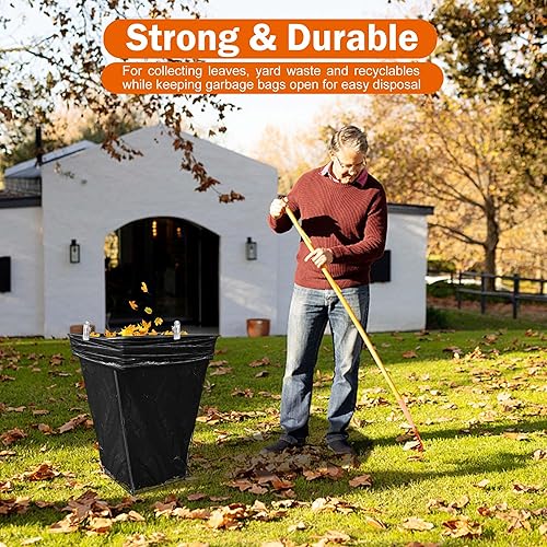 Miniatura 5 de Soporte de metal para bolsas de basura, marco para bolsas de basura con capacidad para bolsas de plástico de 30 a 45 galones, soporte multiusos para