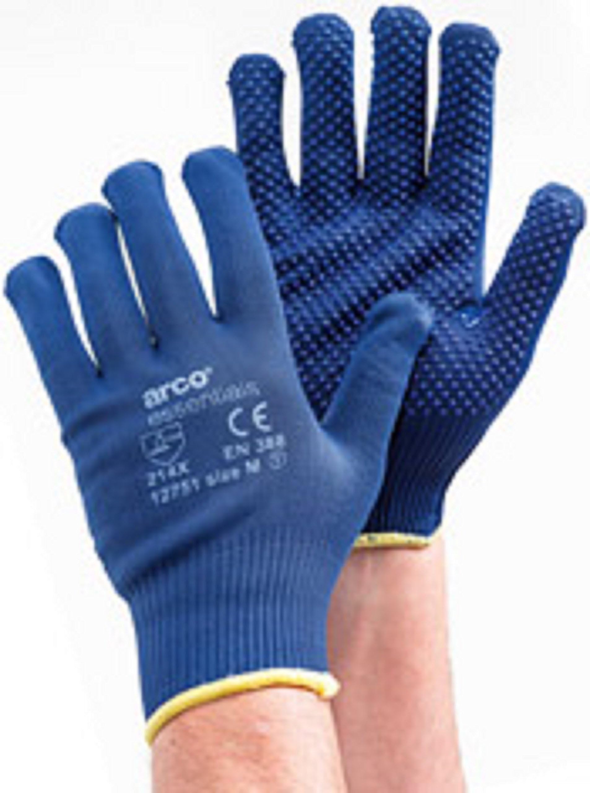 12 X ARCO ESSENTIALS GRIP LIGHT DOTTED GLOVES (SMALL)