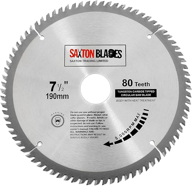 TCT19080T Saxton TCT Circular Wood Saw Blade 190mm x 30mm x bore x 80T for Bosch Makita Dewalt