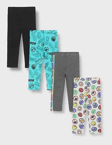 Vista 28 de Yaxa Essentials Disney Marvel Star Wars Frozen Leggings para niñas y niños pequeños, multipaquetes