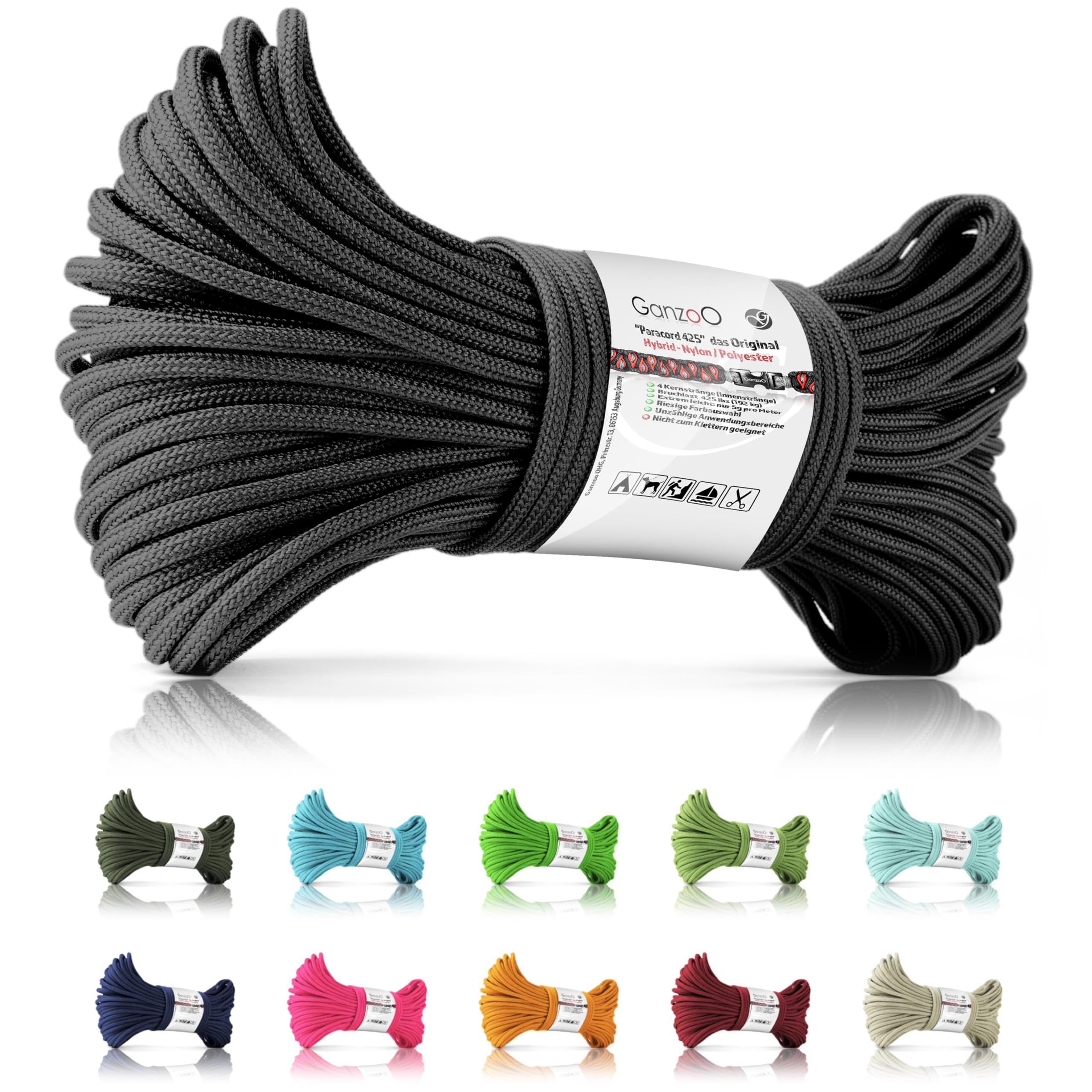 Ganzoo Paracord 550 Seil, 2 X 30 Meter, 4mm, Nylon/ Produktbild-Vorschau 9
