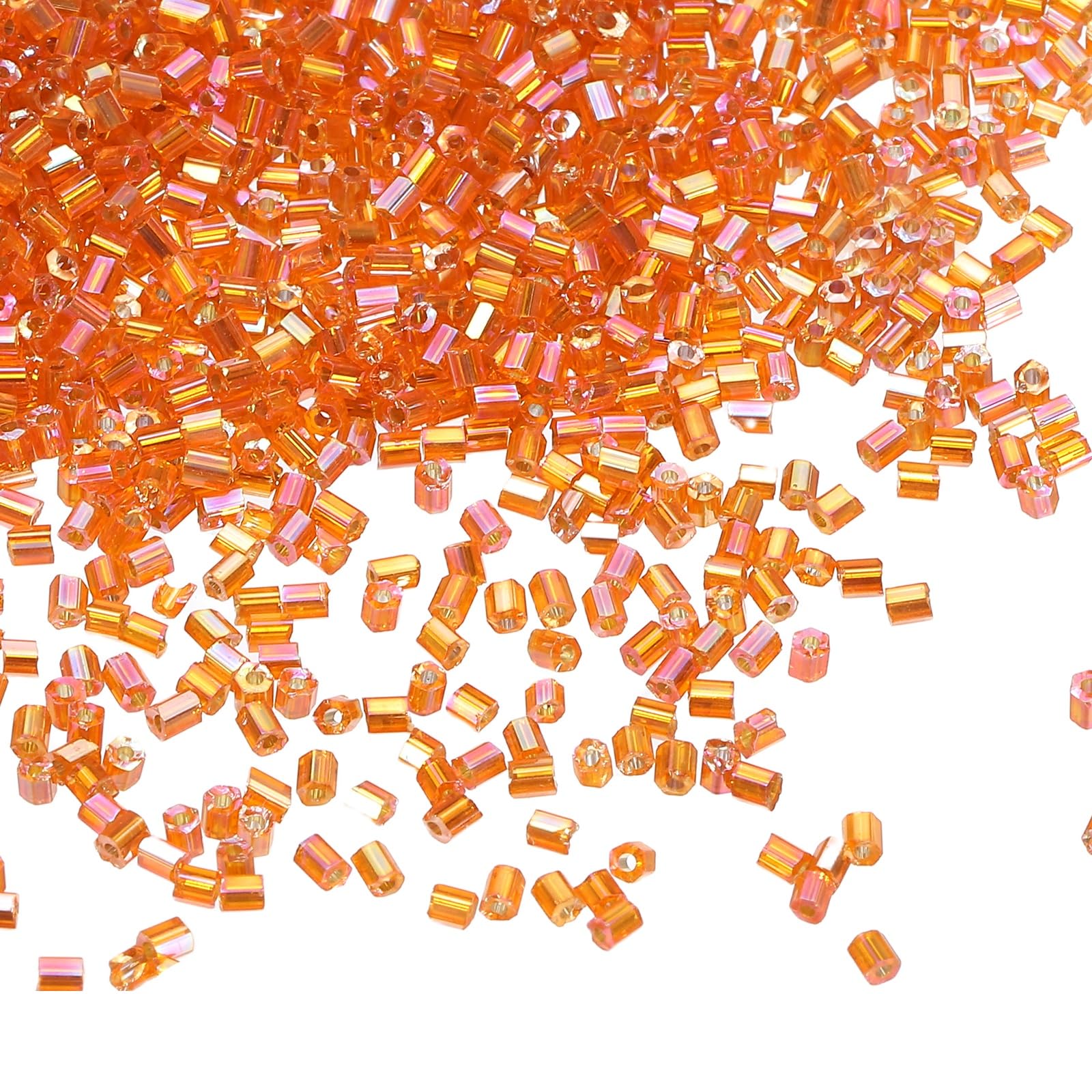 sourcing map 1400 Pcs Glass Bugle Beads, 1.5x1.5mm Tube Mini Loose Glass Seed Spacer Bead for DIY Earrings Necklaces Bracelets Jewelry Making (Orange) โ image 1