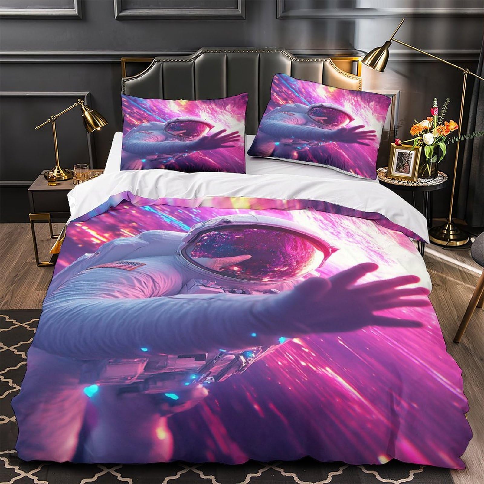 Housse de couette fermeture éclair paysage fantastique 3D microfibre grand lit 260x220