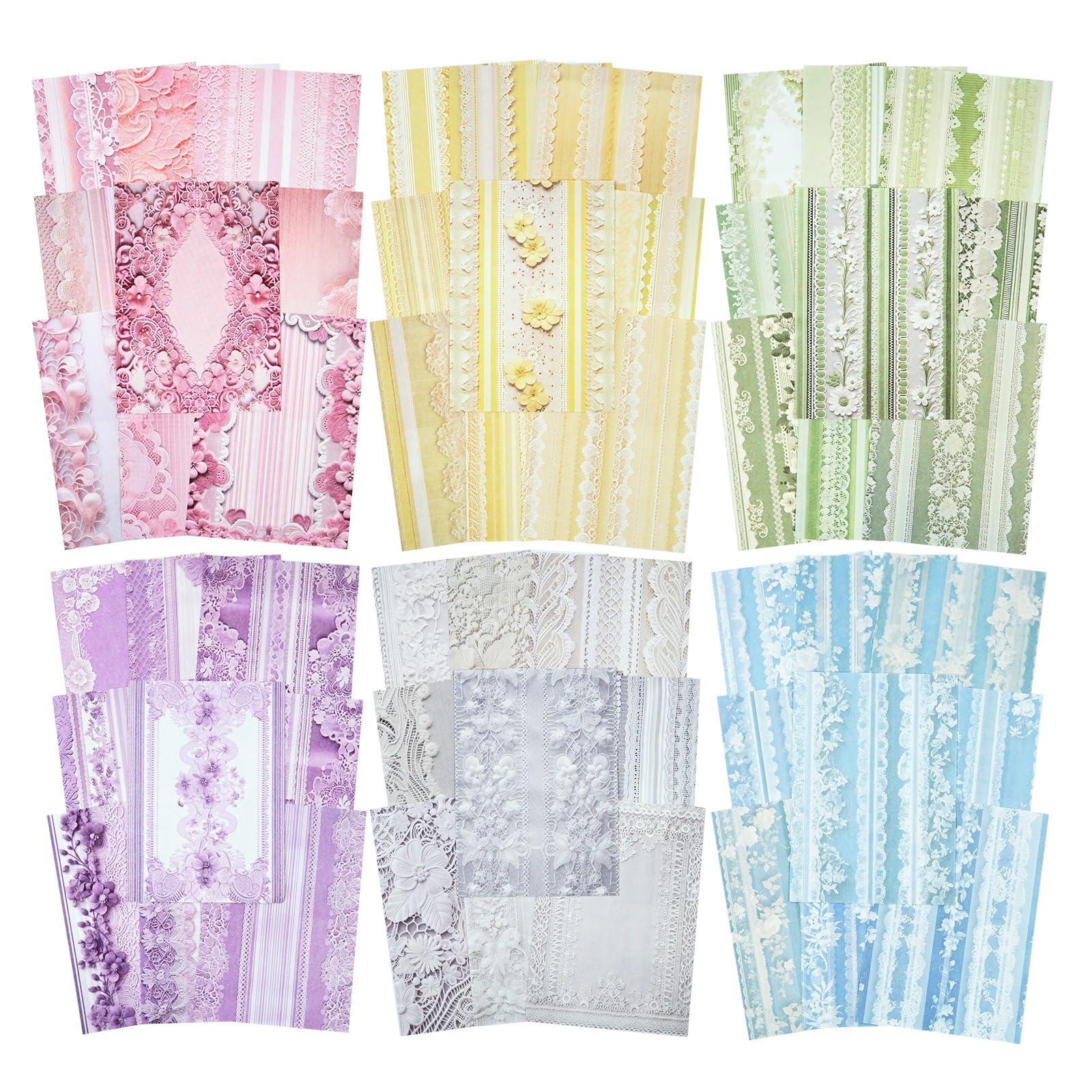 AuriicLeaf Lace Scrapbook Paper Set, 180 PCS Vintage Floral Journal Paper Kit for Scrapbooking, DIY Crafts, and Card Making