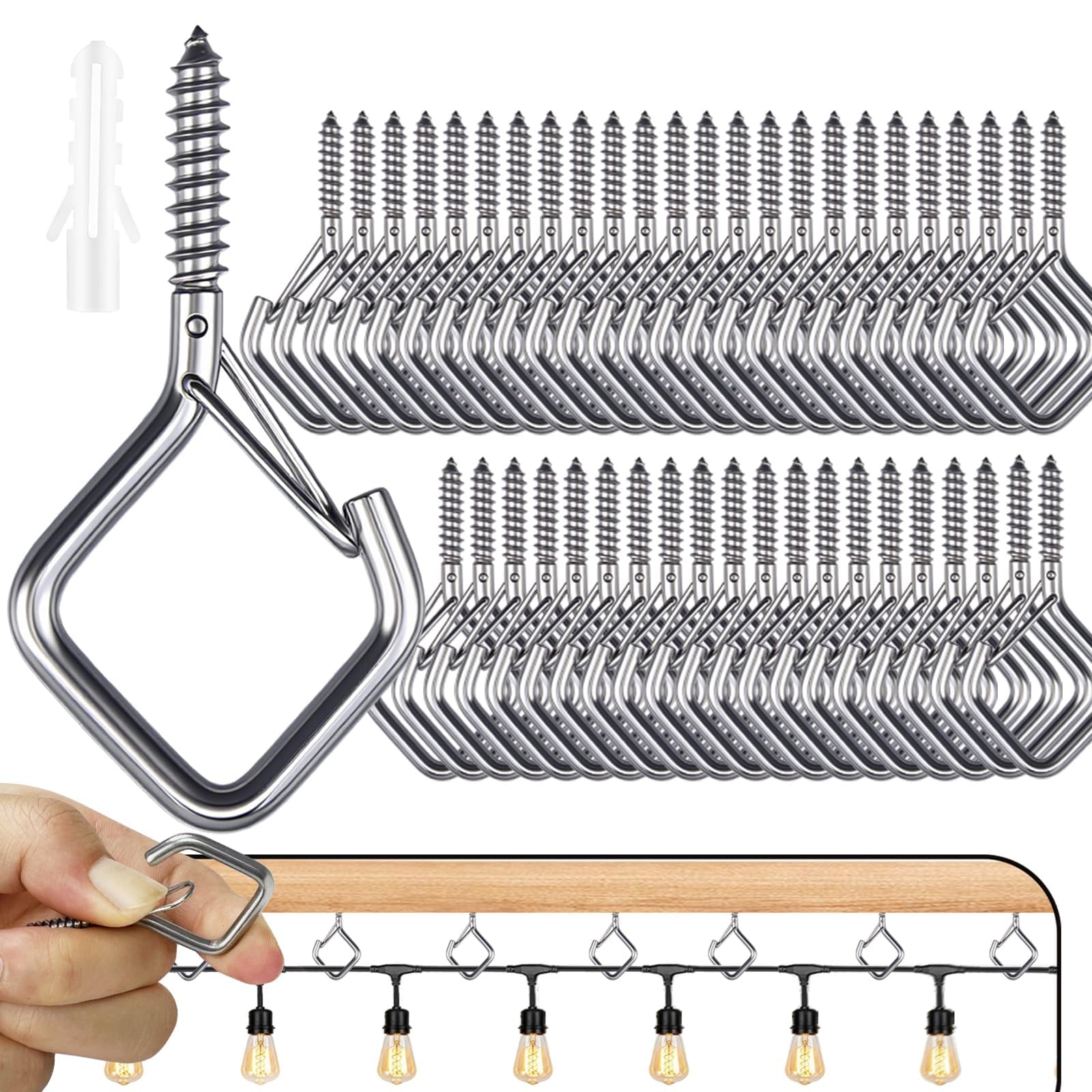 Stainless Steel Hooks - 25 Pack with Safety Buckle -9