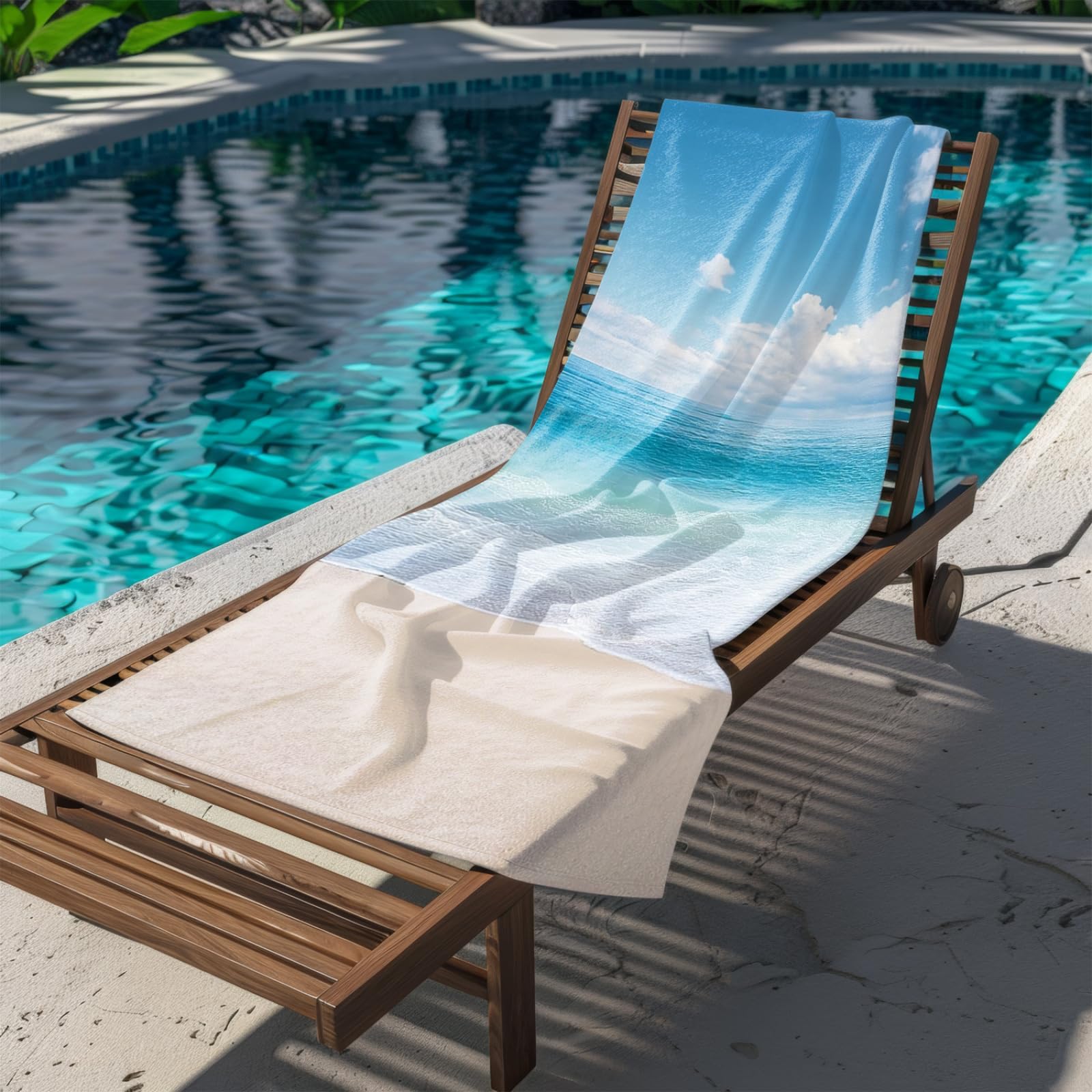 Genérico Toalla Playa 90X180 Playa del Cielo Azul Grande Toallas de Playa Microfibra Ligera Secado Rápido Sin Arena para Mujer Hombre Viajes Vacaciones Natación Camping