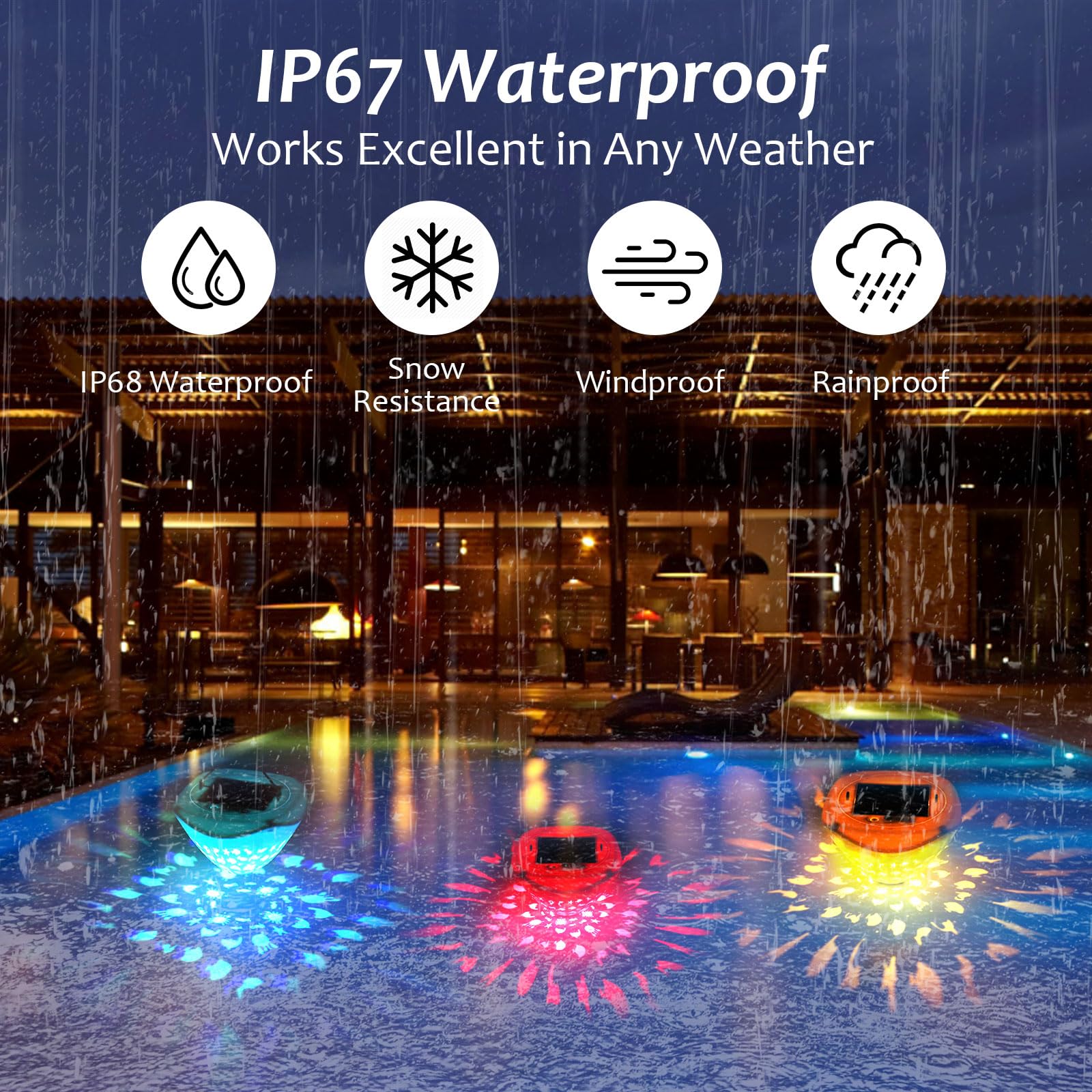 Longzhuo Solar Floating Pool Lights, RGB Colour Changing Disco Light with 6 Modes, IP67 Waterproof Pond Lights - Image 4