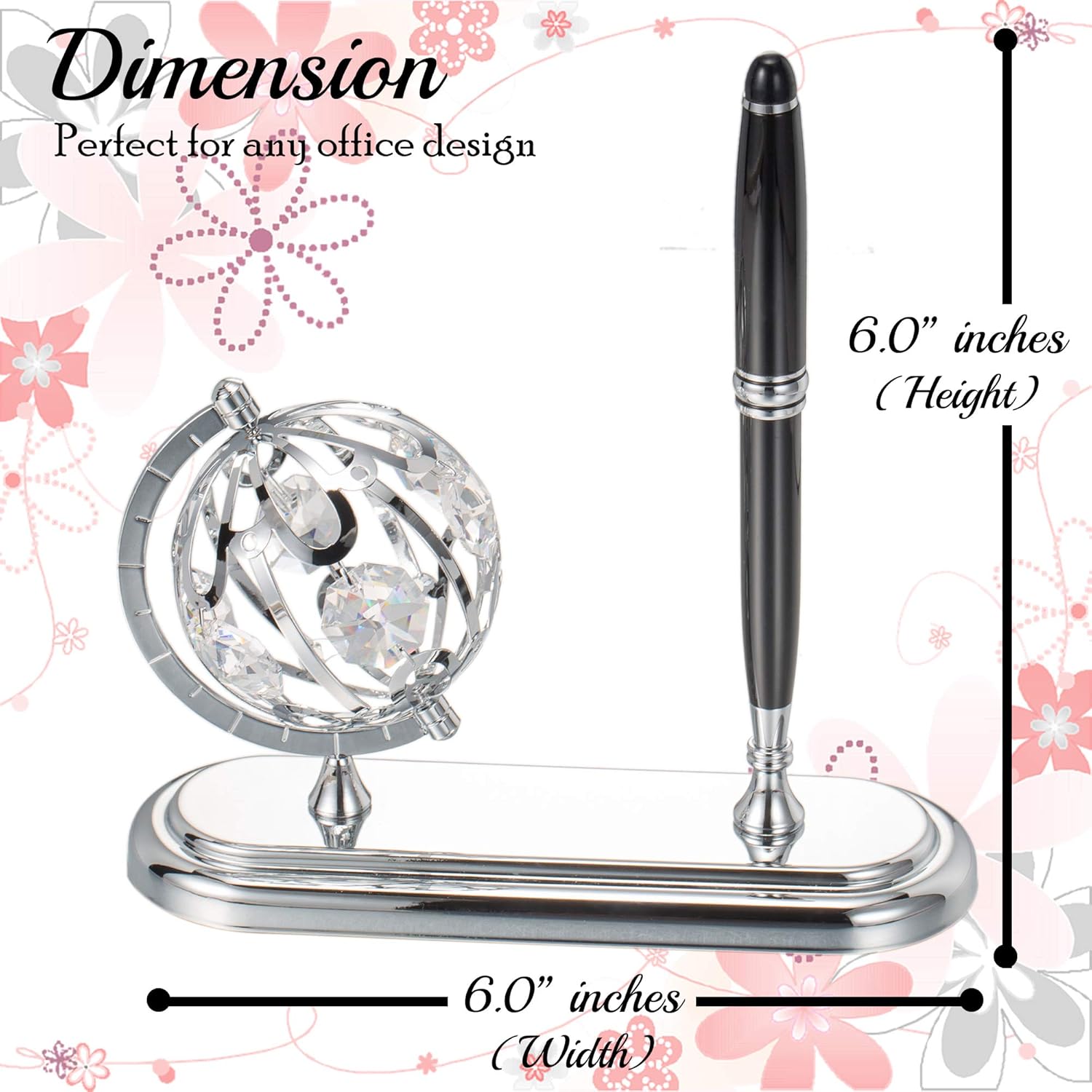 Matashi Chrome Plated Globe & Highly Polished Executive Desk Set with Pen – ‘Super Mom’ Gift for Mom, Grandma on Mother’s Day, Birthday, Home Office, Perfect for Working Women & Men