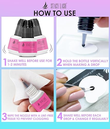 Miniatura 7 de Pegamento de extensión de pestañas con volumen Stacy Lash 0.17 fl.oz/0.2 fl oz / 3 segundos de tiempo de secado/retención 6 semanas/adhesivo negro