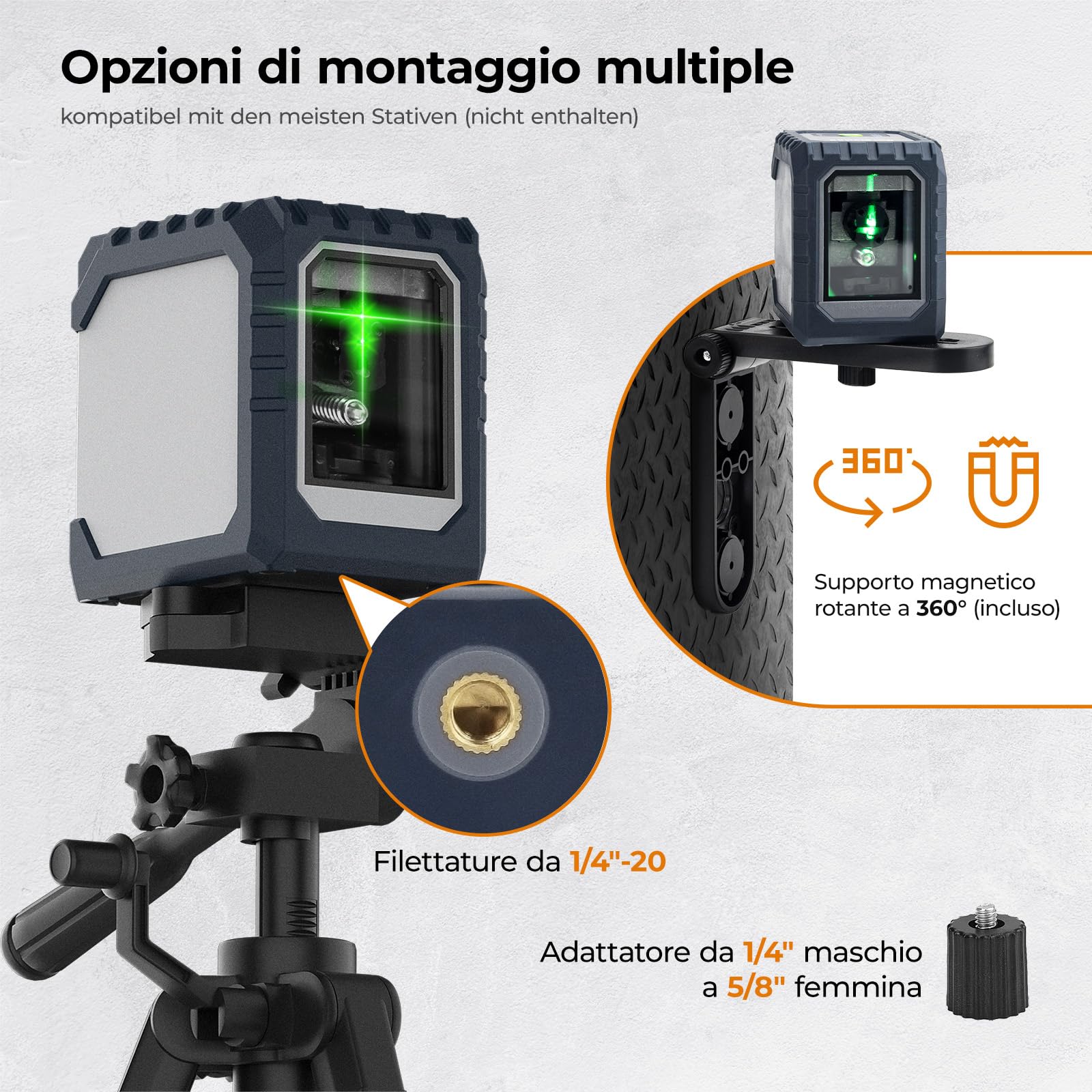 Livella Laser, CIGMAN G02 Cross Livello Laser Autolivellante a Raggio Verde Laser Orizzontale e Verticale a Linee Incrociate per la cantieri, interni, DIY.(Batteria Inclusa)