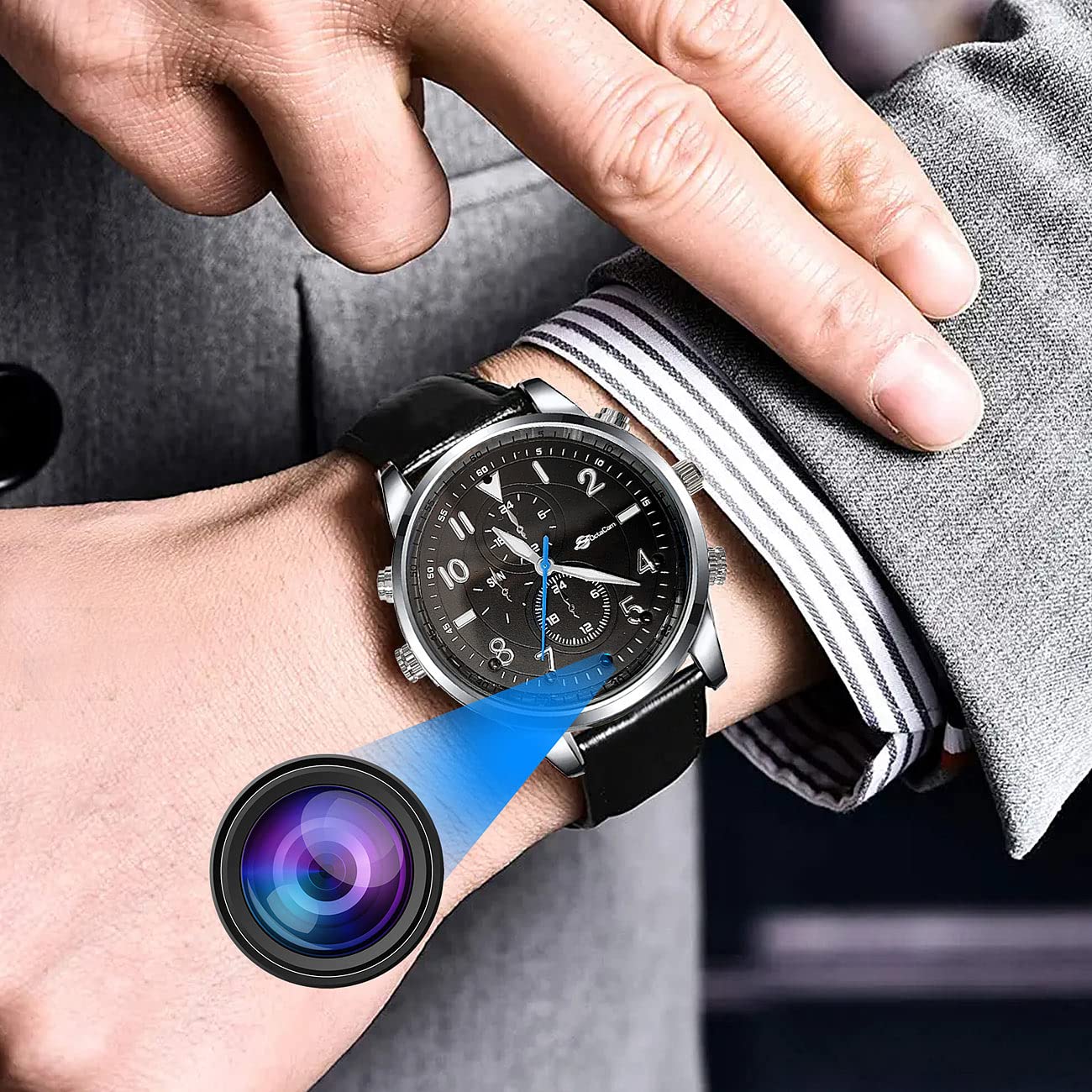 Mini caméra : Montre vidéo Full HD Vision Nocturne, Photos 4K, enregistreur Vocal, 32 Go (Montre d'appareil Photo)