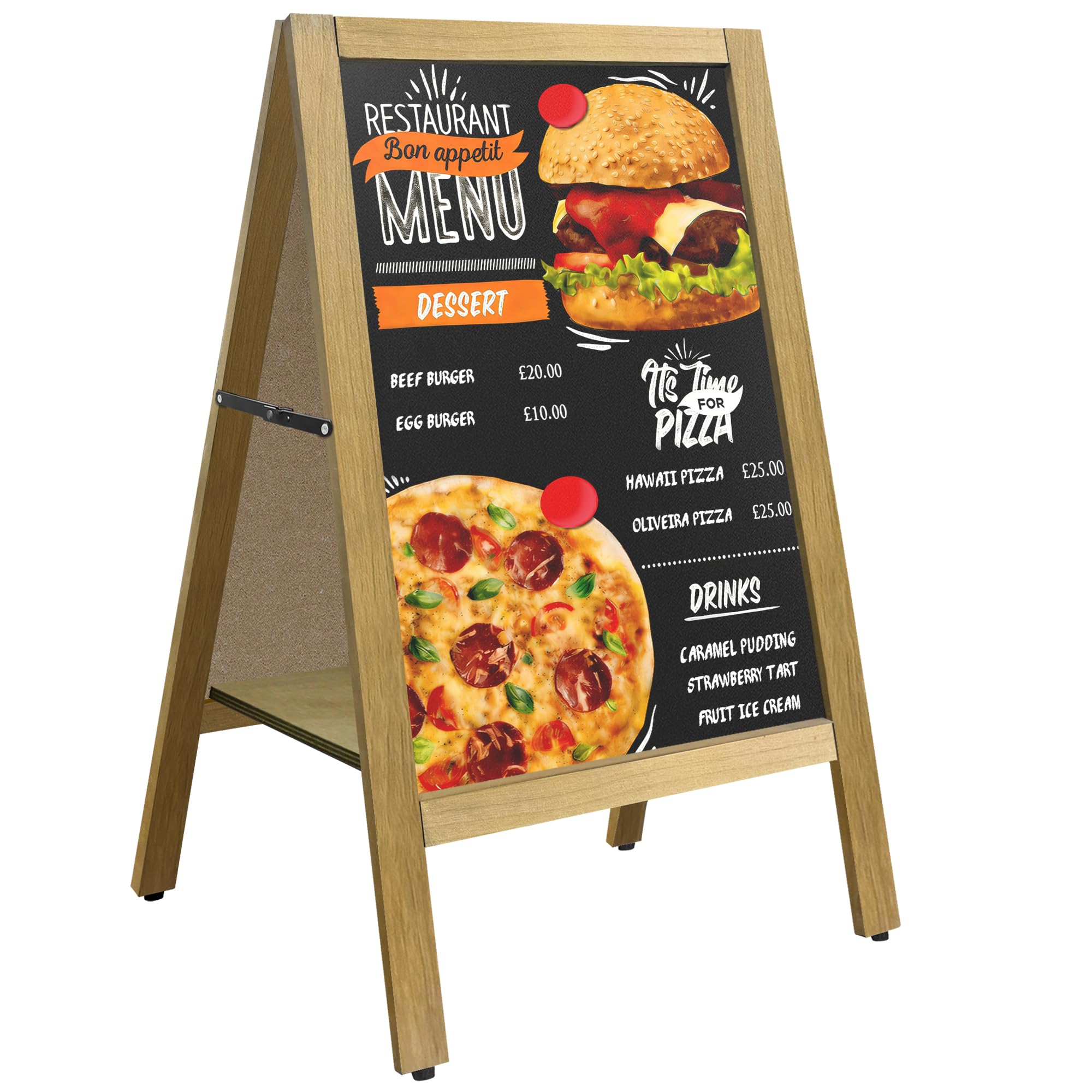 Chevalet Stop Trottoir 45x85 cm Tableau Ardoise Magnétique Double Face – Chevalet Publicitaire Ardoise Extérieur avec Étagère, Panneau Troittoir Restaurant pour Menu, Café, Bar, Mariage