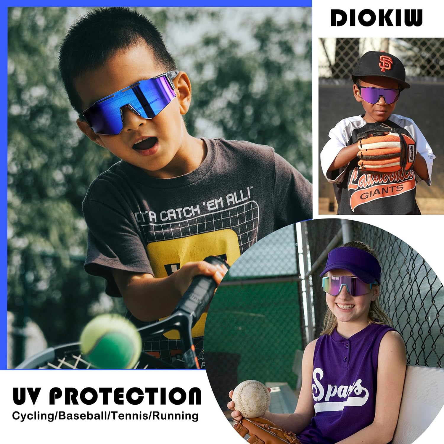 4PACK Kids Sunglasses Polarized Youth Baseball Sunglasses Boys Girls Softball Cycling UV400 Protection Goggles - Image 3