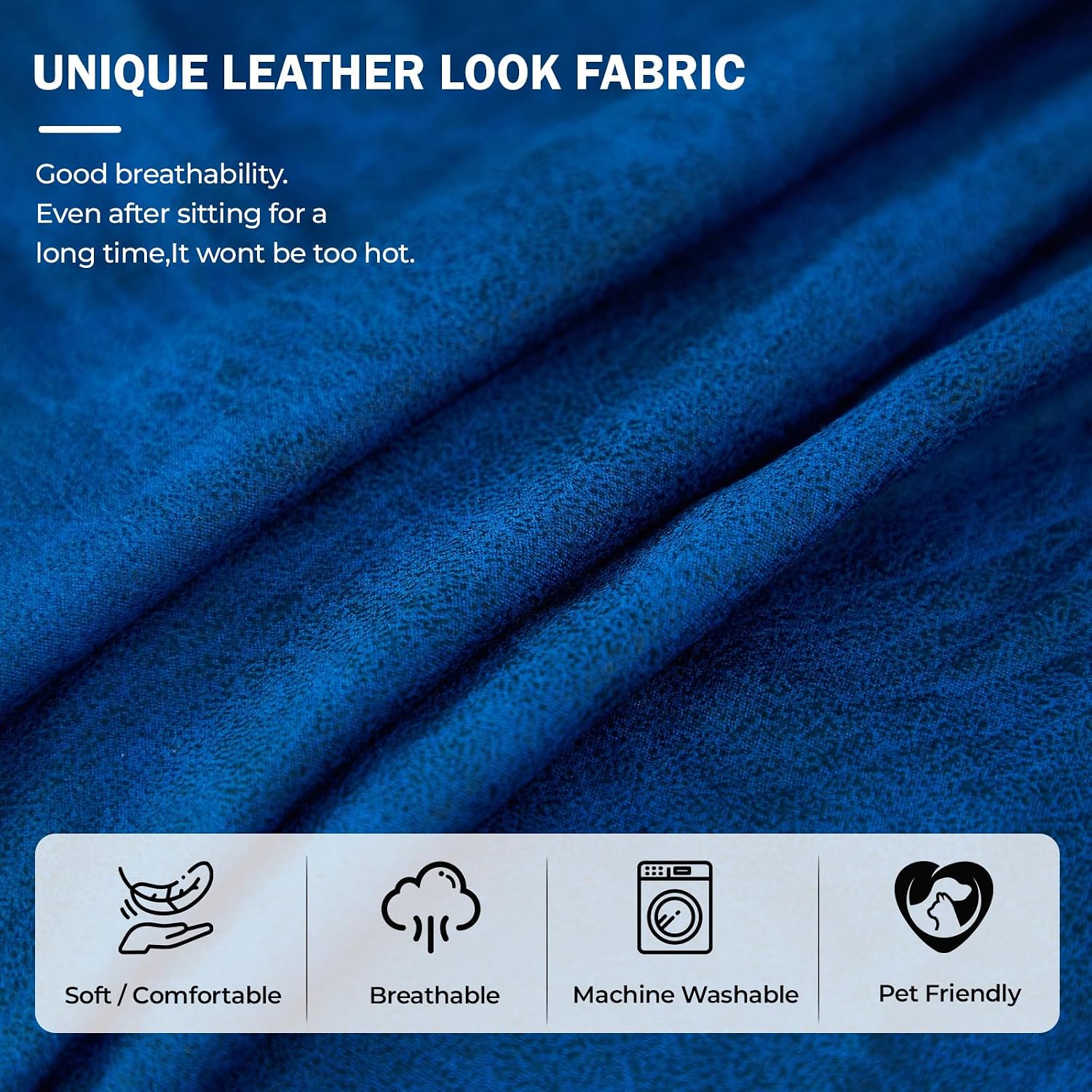 vctops Vintage Leather Look Stretch Recliner Chair Covers 4-Pieces Water Resistant Recliner Cover Soft Reclining Chair Slipcover Furniture Protector for Dogs Cats (Blue,1 Seater)