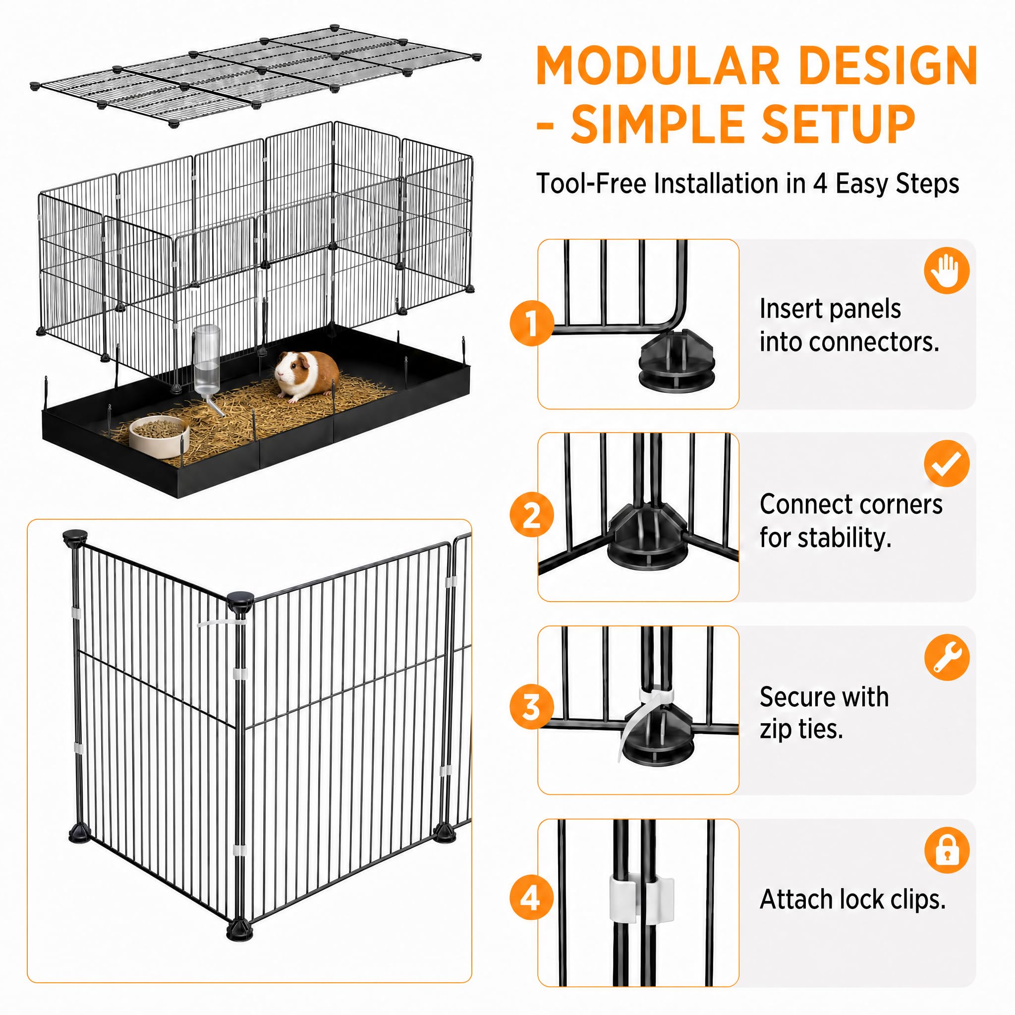 Guinea Pig Cage - Expandable & Waterproof -6