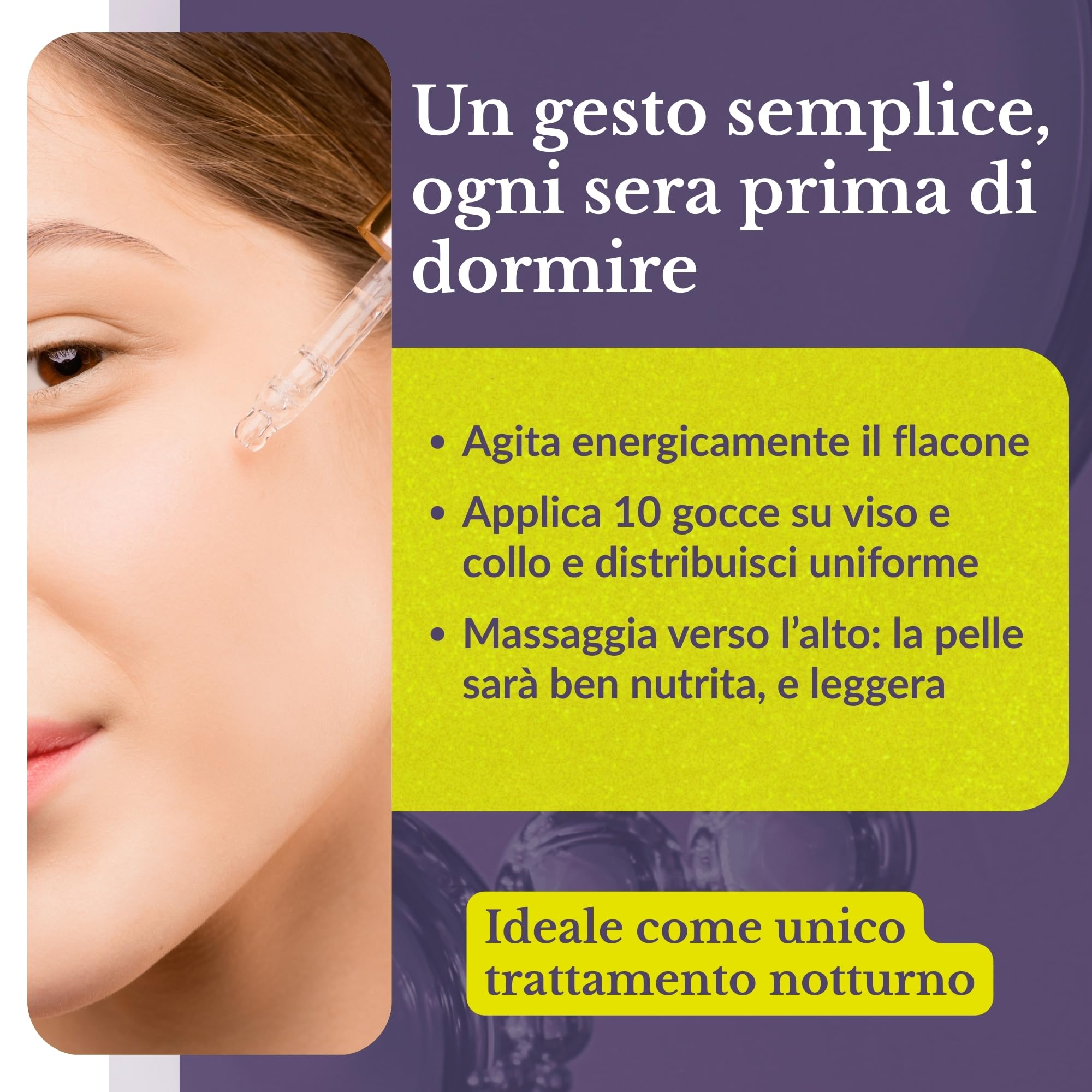 Mary Rose Fior di Linfa Notte 50 ml, Siero Viso con Vitamina C e E, Siero Viso Antirughe, Skincare Illuminante Uomo Donna, Crema Collo, Made in Italy