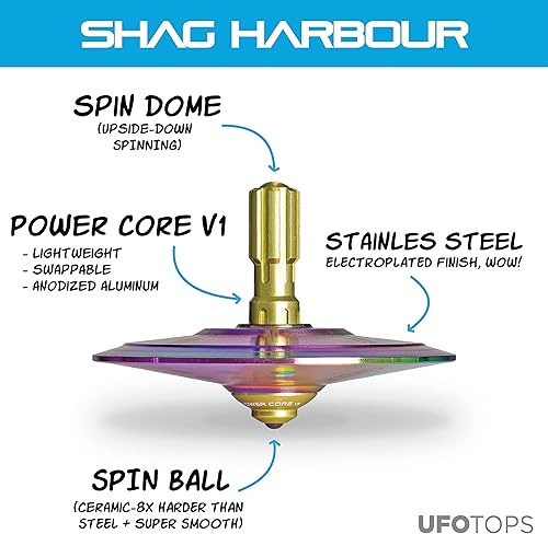 Miniatura 2 de UFO Tops  Shag Harbour  Top giratorio de metal  Inspirado en el 1967 Shag Harbour, incidente OVNI de Nueva Escocia  OVNI plateado cósmico con Solar