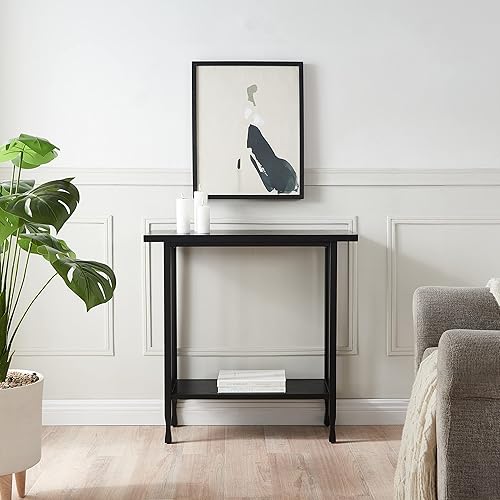 Miniatura 47 de Leick Home 214338 Empiria Mesa consola de madera con marco de metal para sala de estar, entrada, dormitorio, gris Negro lavado,Gris,Mission