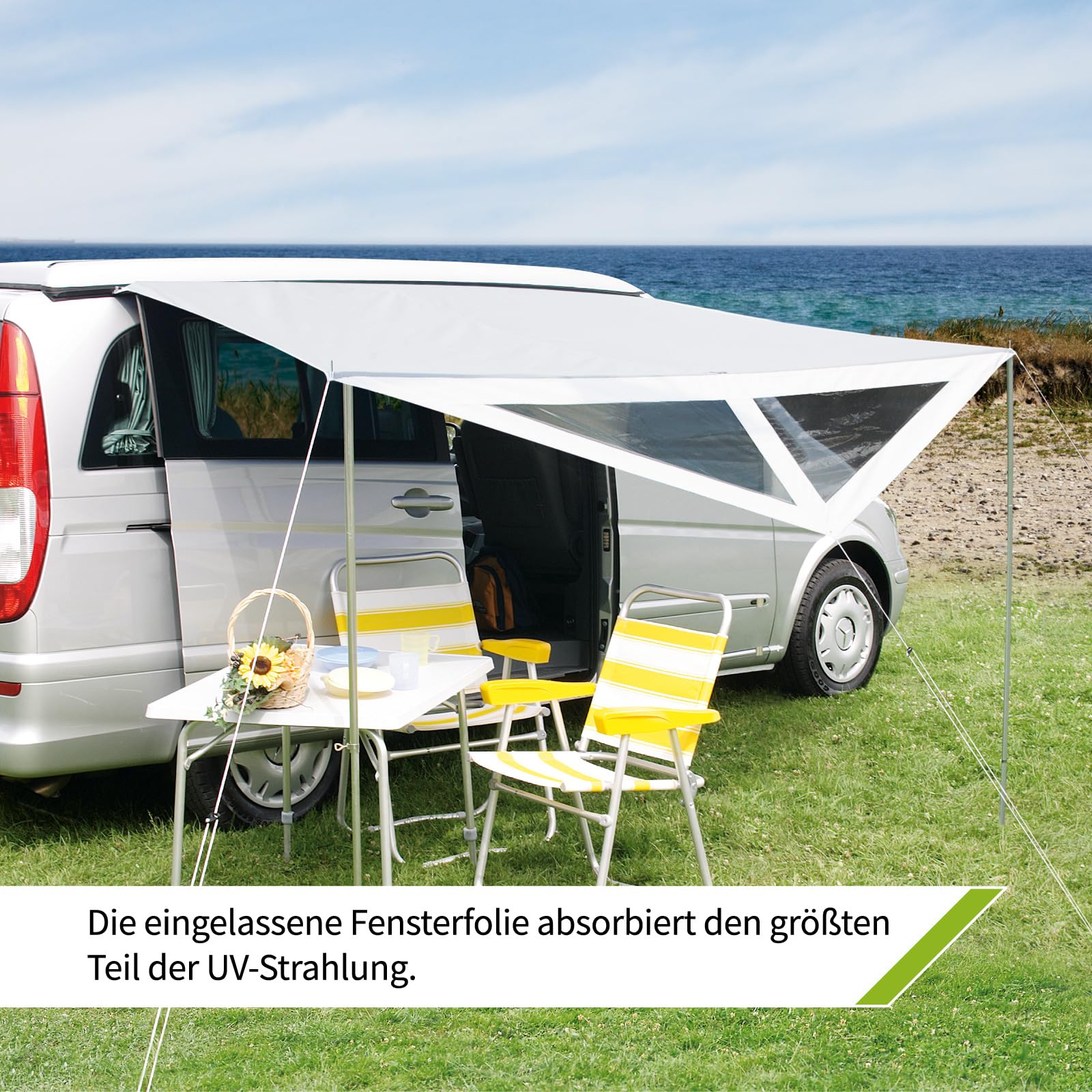 DWT Sonnensegel Delta II, Leichter Sonnenschutz für Camping-Bus und Wohnwagen, Ultraleicht und schnell aufrollbar