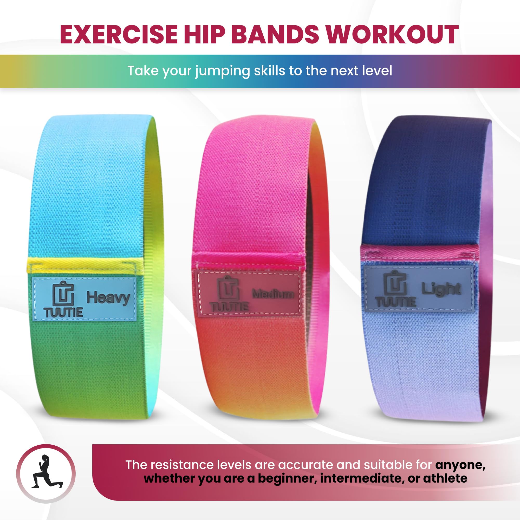 TUUTIE Non-Slip Resistance Bands - Durable Fabric Exercise Bands for Glute Workouts - Lightweight & Compact with 3 Levels - Resistance Bands for Working Out - No Equipment Needed