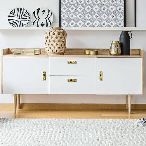 Miniatura 4 de Perillas decorativas rectangulares para armario de cocina, cajones de armario, cómoda, 4 unidades, mariposa de girasol, 1.1 x 3.6 in1.2 x 3.6