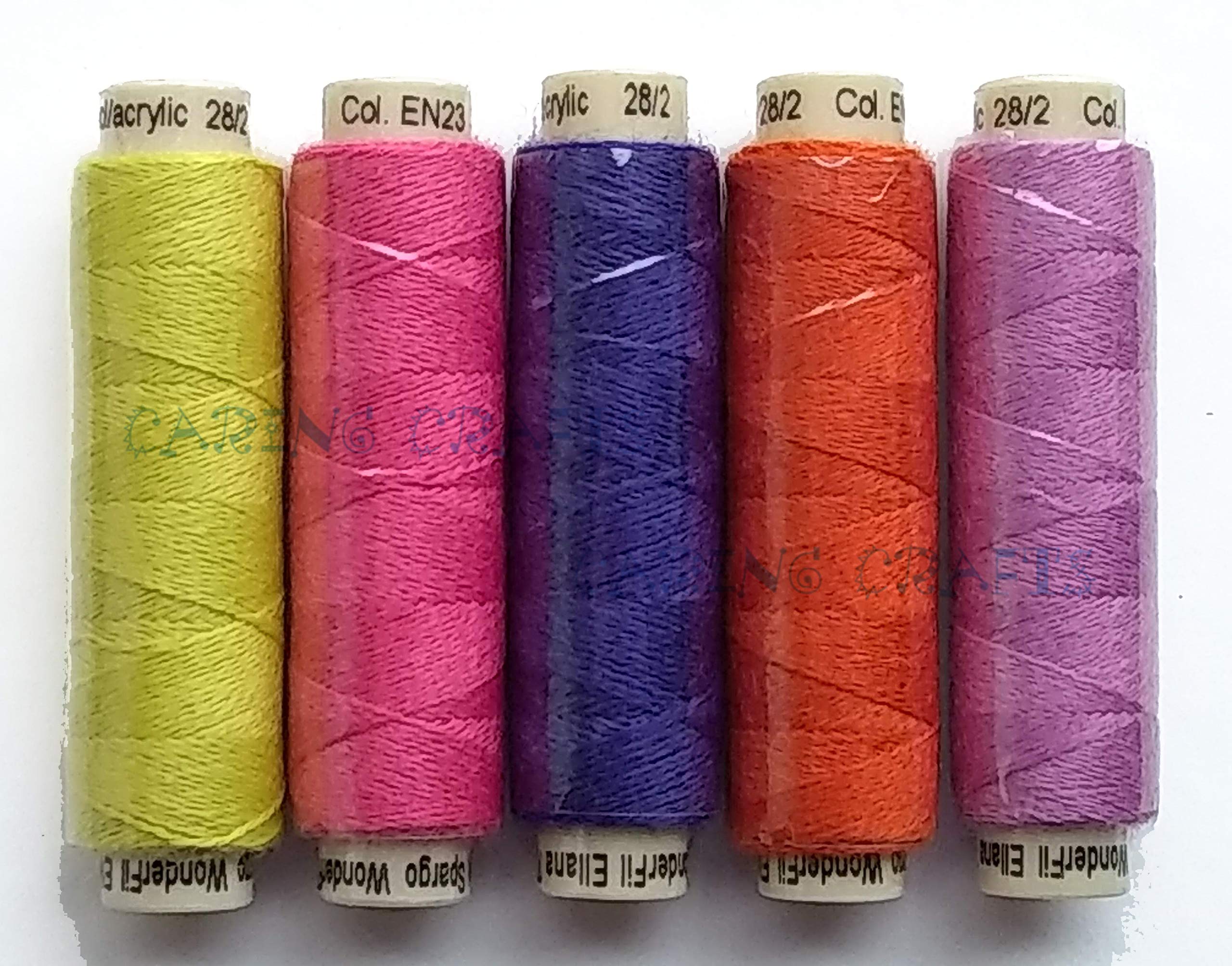 Sue Spargo Ellana Wool Blend Thread for Embroidery - Five 70-Yard Spools, Matches The ''Flower'' Colorway 2 Wool Applique Pack