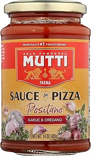 Mutti Positano Sauce for Pizza with Garlic & Oregano, 14 oz. | Italy’s #1 Brand of Tomatoes | Pack of 6 | Tomato Sauce for Pizza | Vegan Friendly & Gluten Free | No Additives or Preservatives