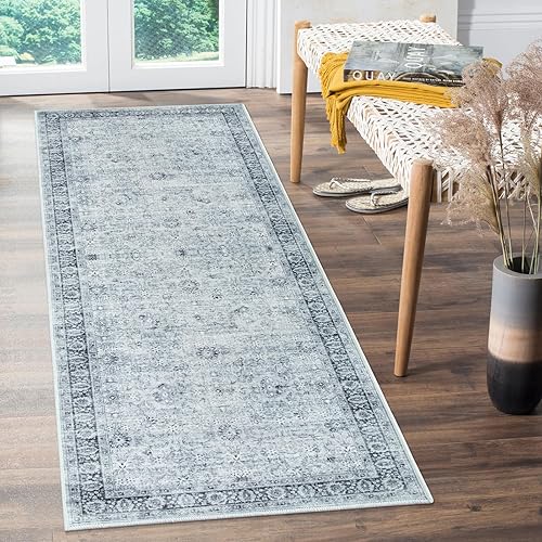 Alfombra de pasillo de 2 x 6 pies, estilo bohemio para pasillo, cocina, entrada, lavandería, antideslizante, con respaldo de goma, borde