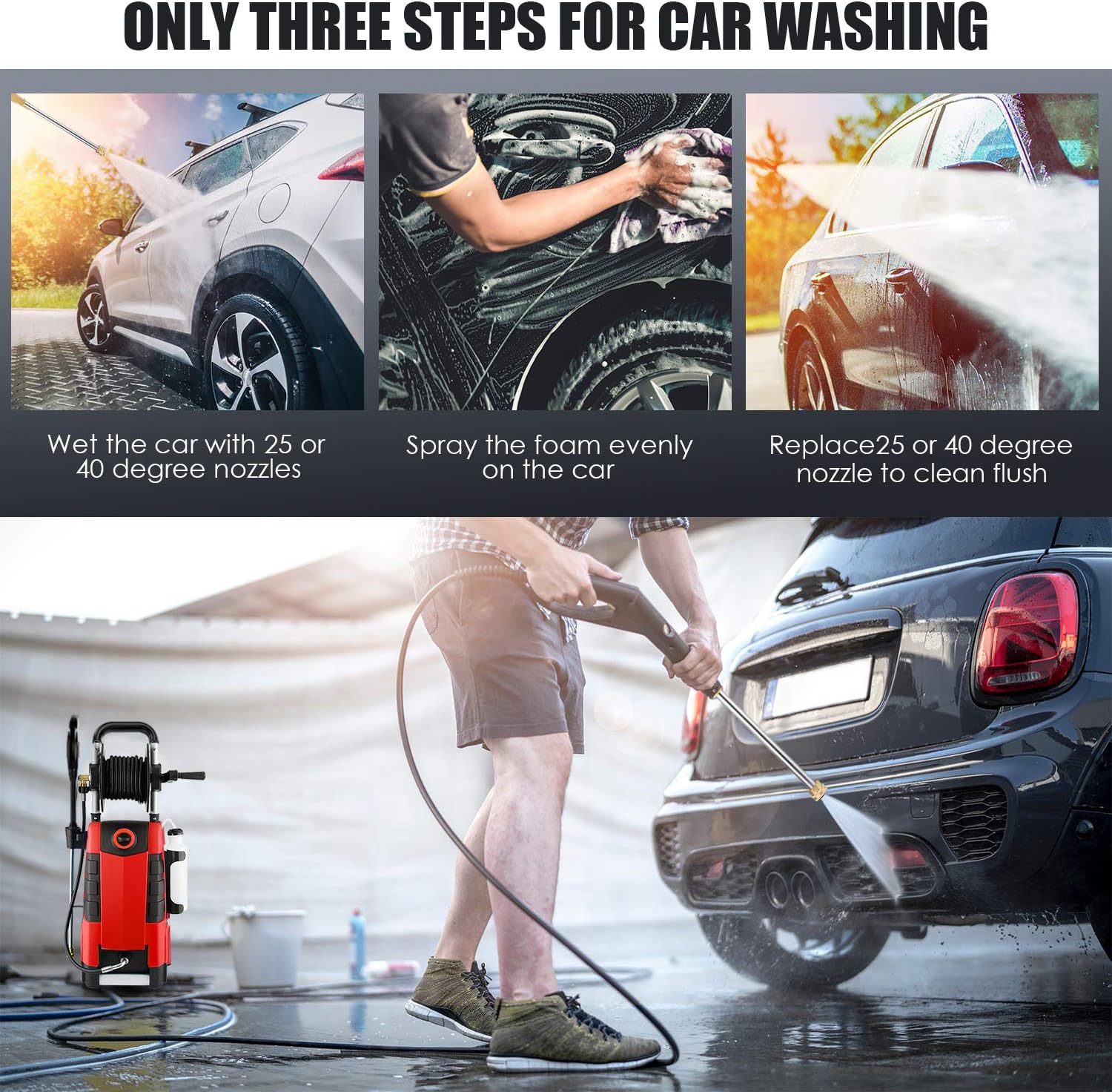 TEANDE 3800PSI Electric Pressure Washer, 3800PSI High Pressure Washer for Cars Fences Patios Garden Cleaning, 2.8GPM 1800W Power Washer : Garden & Outdoor