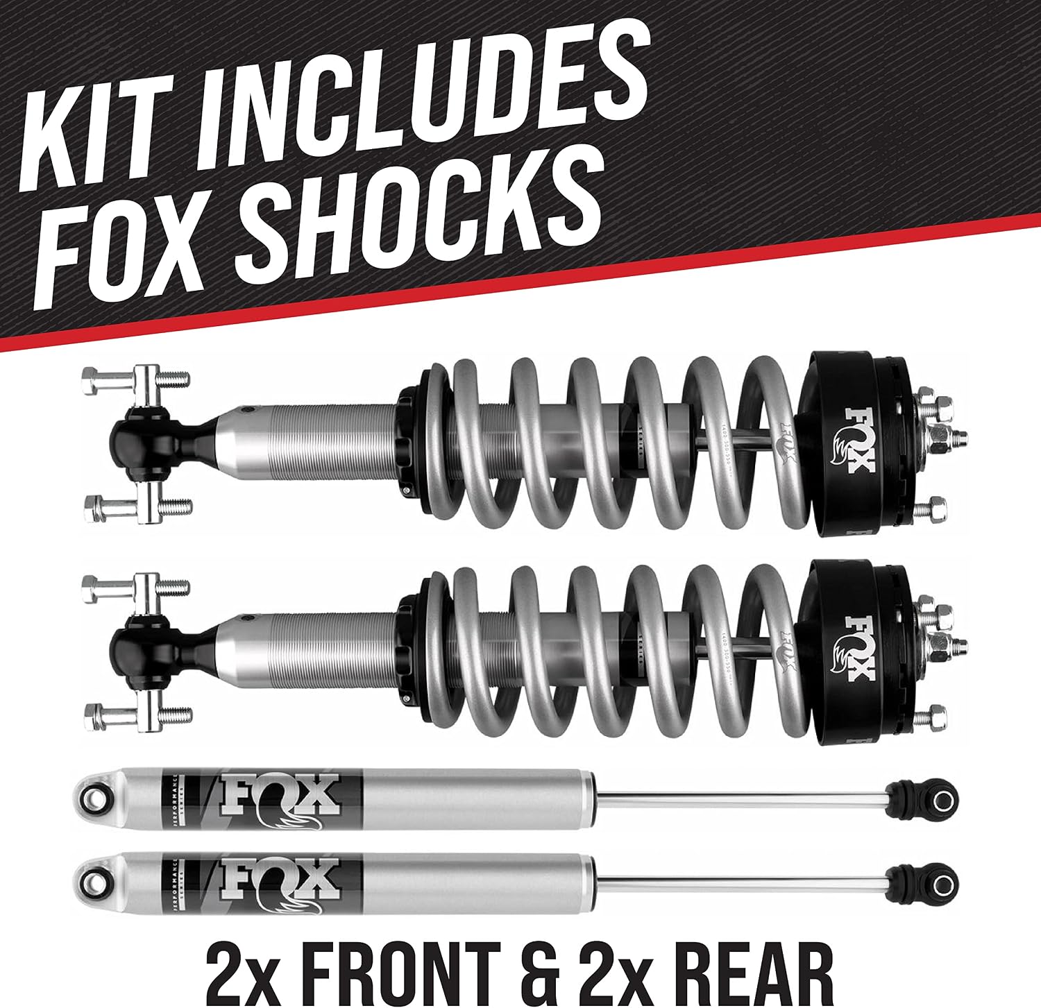 ReadyLIFT SST Lift Kit and Fox 2.0 Shocks for 2015-2020 Ford F-150 4WD | Provides 3.5 Inch Front and 2 Inch Rear Lift, 35 Inch Max Tires | Includes TrendsAuto Decal | 69-2300 985-02-015 985-24-029