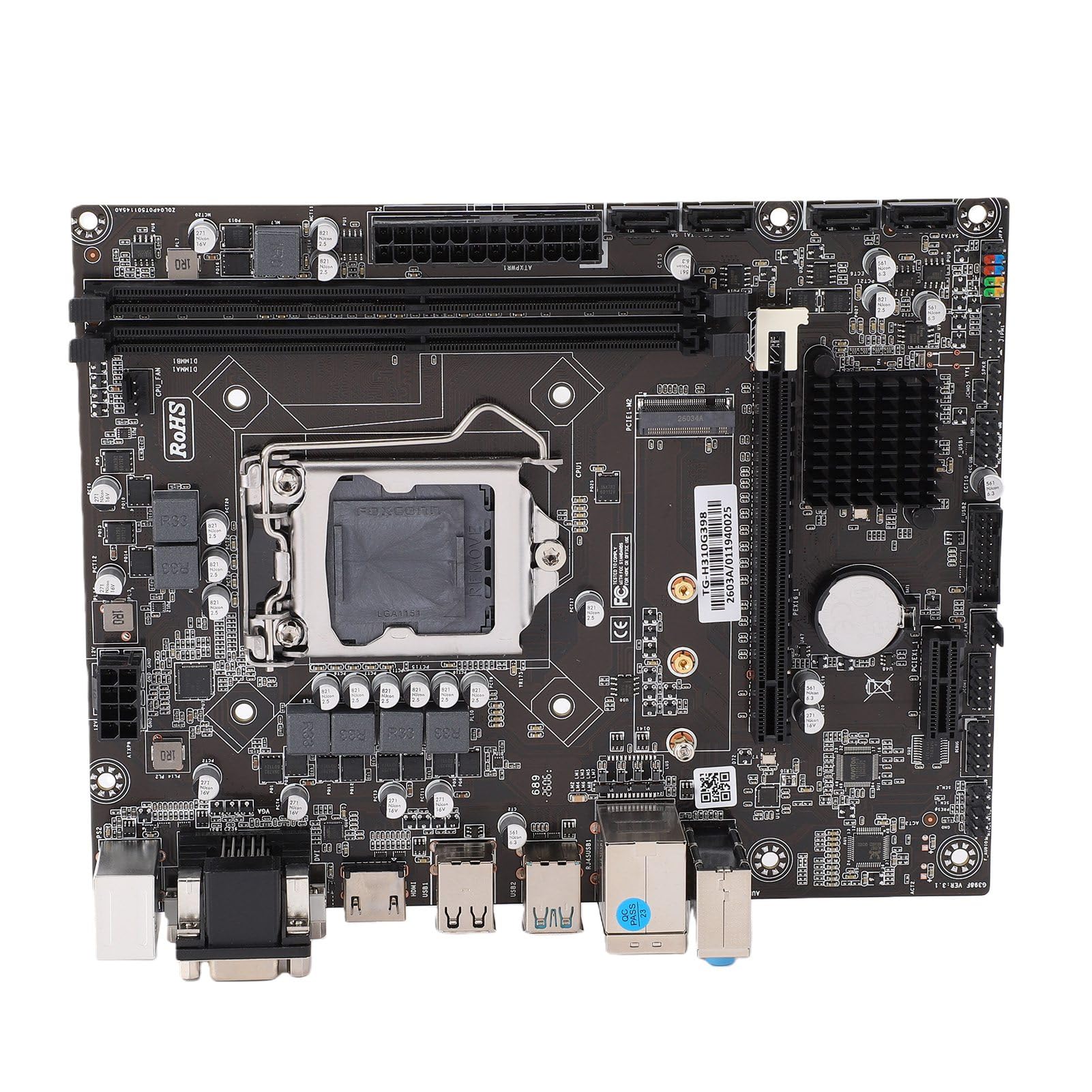 Placa Base H310 LGA 1151, Max32GB DDR4 NVME M.2 SATA 6Gb Micro ATX Gaming Motherboard con Puerto PCIE HMDI DVI VGA, Compatible con 8th 9th G para Lvy Bridge para Intel Core