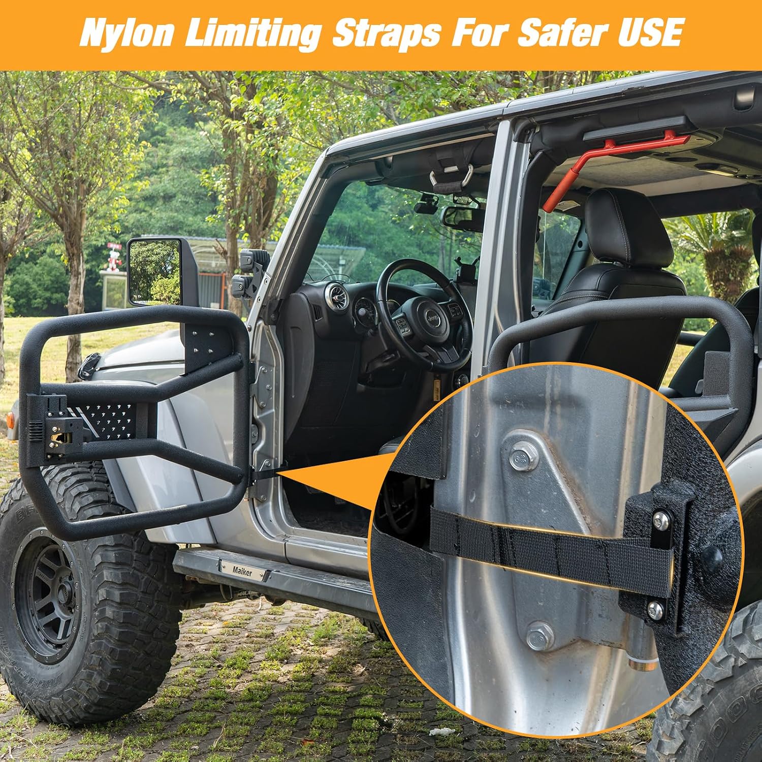 Tube Door Half Doors Tubular Doors with Mirror for 2007-2018 Jeep Wrangler JK 4 Door