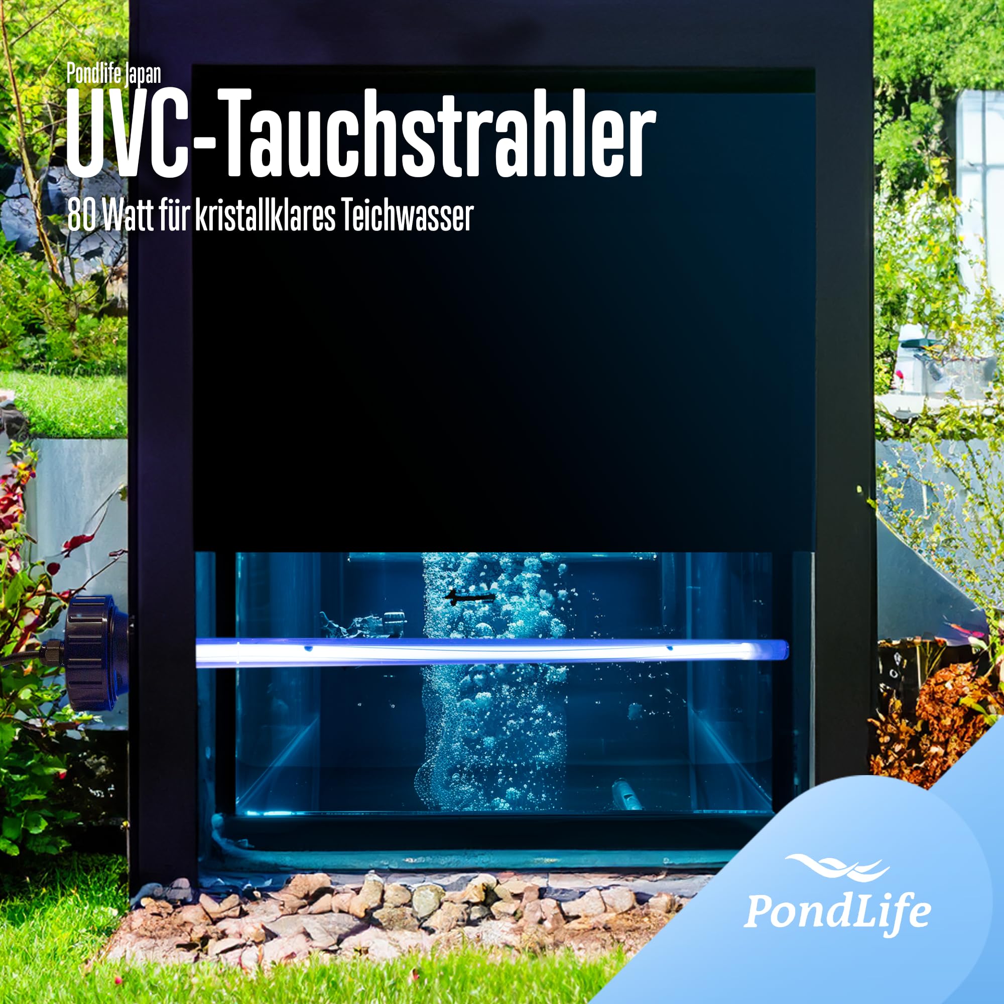 Pondlife Filtreau Tauch-UVC 80 Watt Amalgam Tauchstrahler, UVC Klärer für kristallklares Wasser, Leuchtmittel gegen Algen und Bakterien