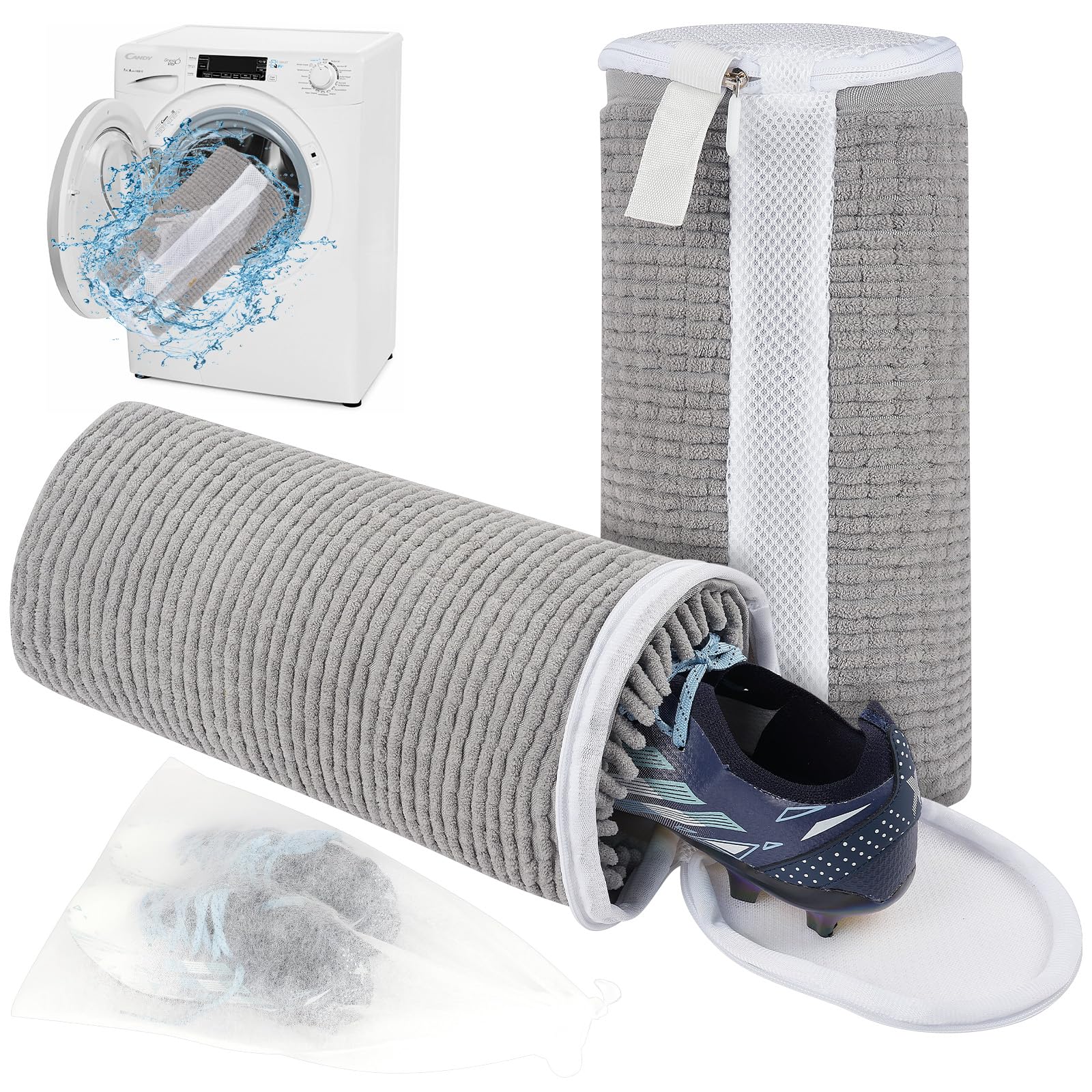 Flintronic Shoes Laundry Bag for Washing Machine 2 PCS Shoe Washing Bag, Chenille Shoe Cleaning Bag