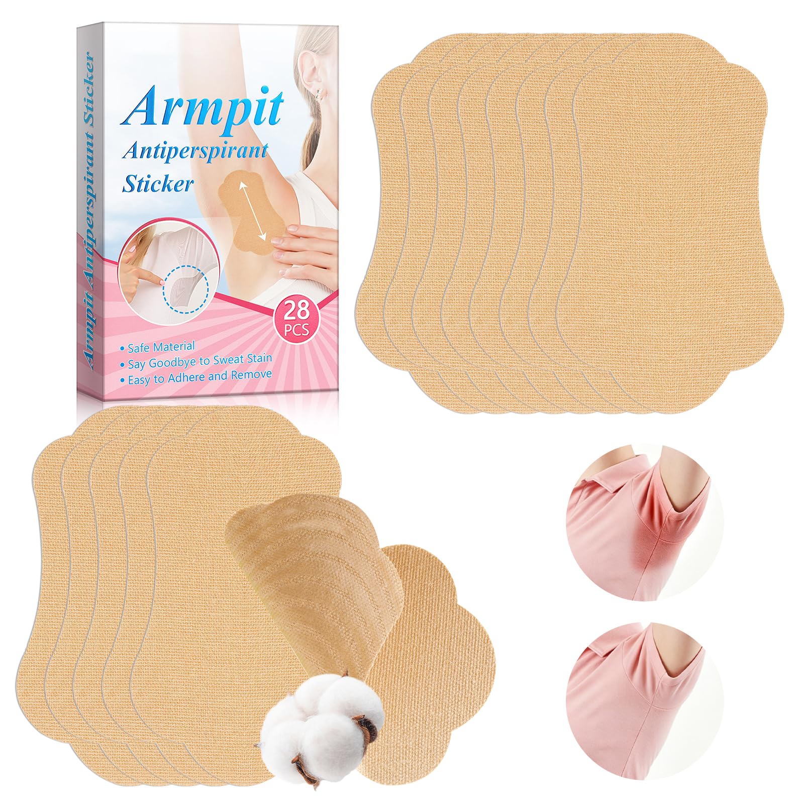 28 Piezas Almohadillas Sudor Axilas, Cómodas, Invisibles Parches Antitranspirante, Protector Antitranspirante para Ropa, Absorbe Sudor Reducir de Olores para Mujeres y Hombres