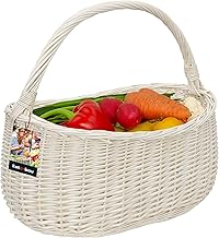KOTARBAU 440 x 280mm Large White Woven Wicker Shopping Picnic Basket