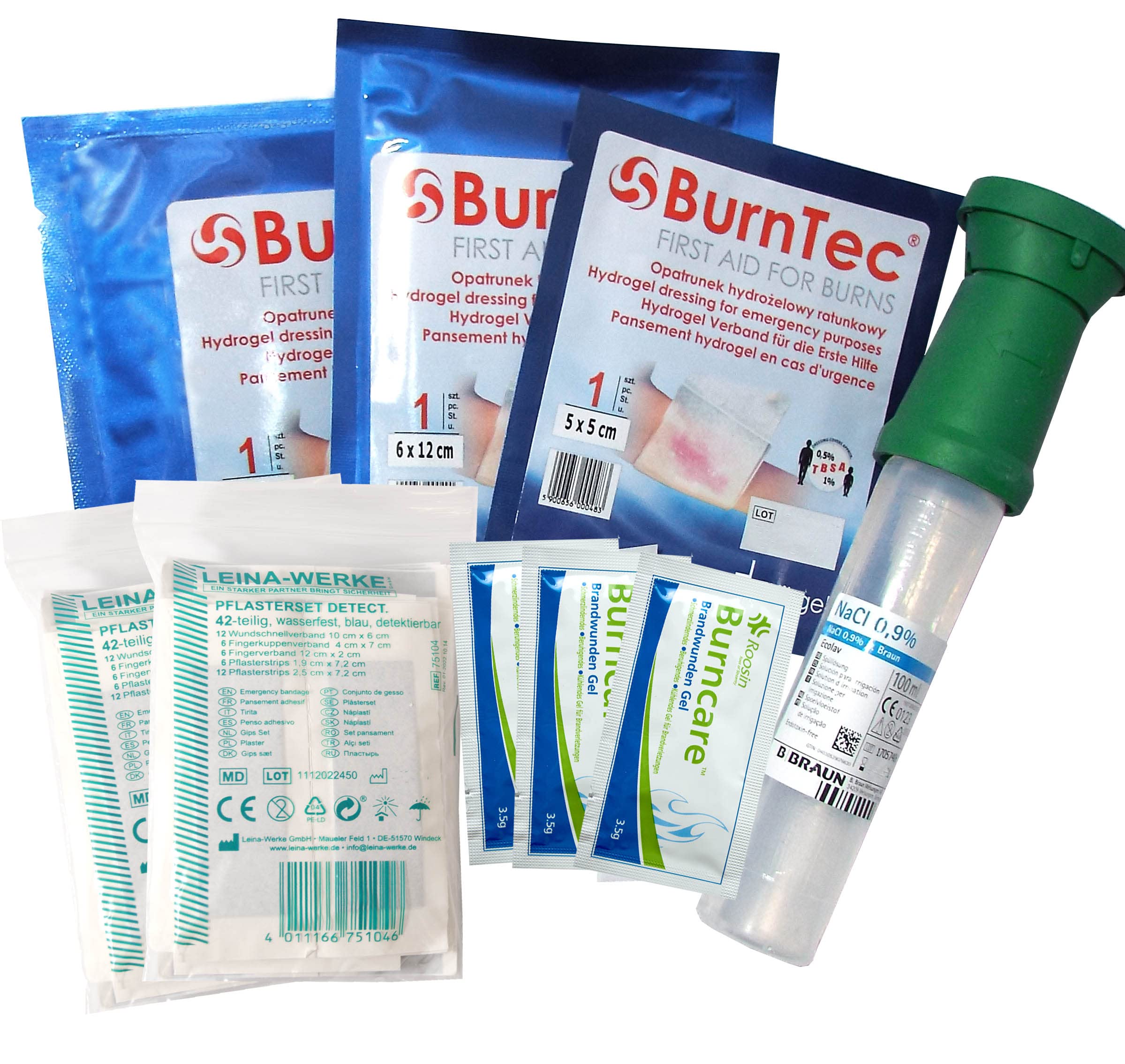 Erste Hilfe SET GASTRO DIN/EN 13169 für größere Betriebe INKL. Augenspülung + Kühlgel + detektierbare Pflaster + Hydrogelverbände