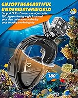 Vista 5 de QingSong Máscara de esnórquel de cara completa para adultos, equipo de esnórquel con soporte para cámara, juego de esnórquel con vista panorámica