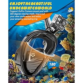 QingSong Full Face Snorkel Mask for Adults, Snorkeling Gear with Camera Mount, 180 Degree Panoramic View Snorkel Set Anti-Fog Anti-Leak