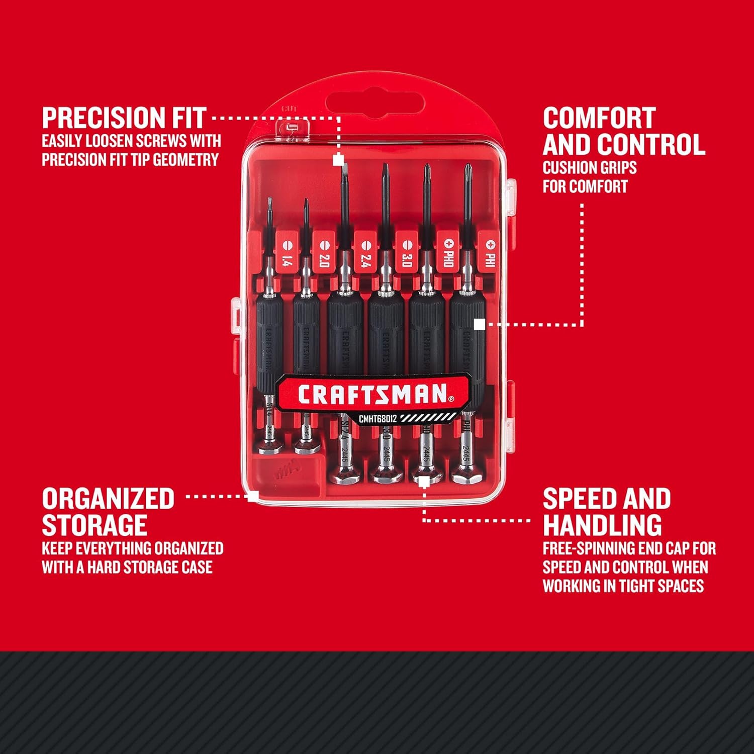 CRAFTSMAN 6 Piece Precision Screwdriver Set, Mini Screwdriver Set for Watch Jewelry Eyeglass Computer Repair (CMHT68012) - Image 2