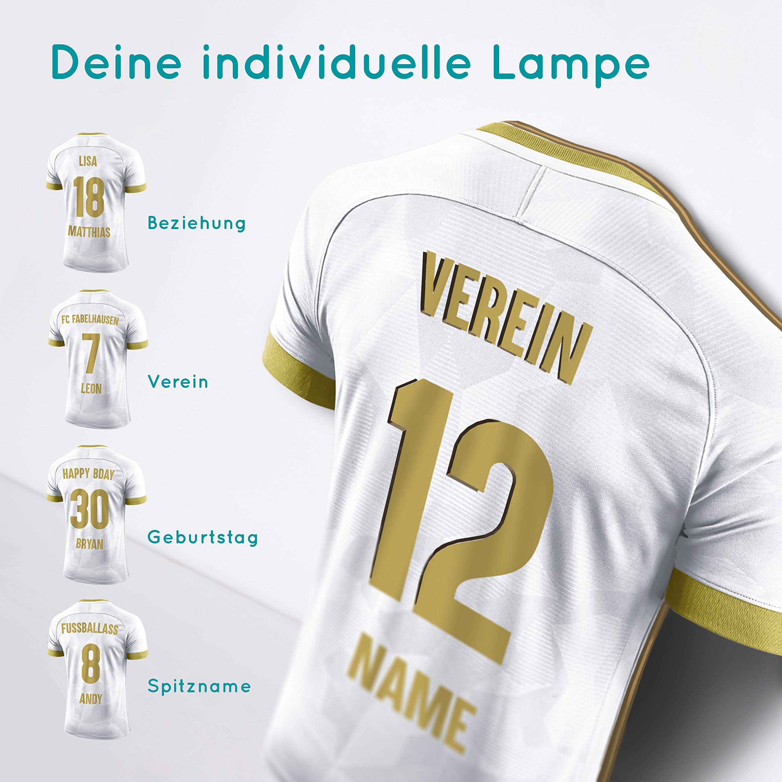 Elbeffekt Trikotlampe für Madrid Fans aus Holz - personalisierbares Geschenk - schenke Dein individuellen Madrid Fanartikel aus Echtholz