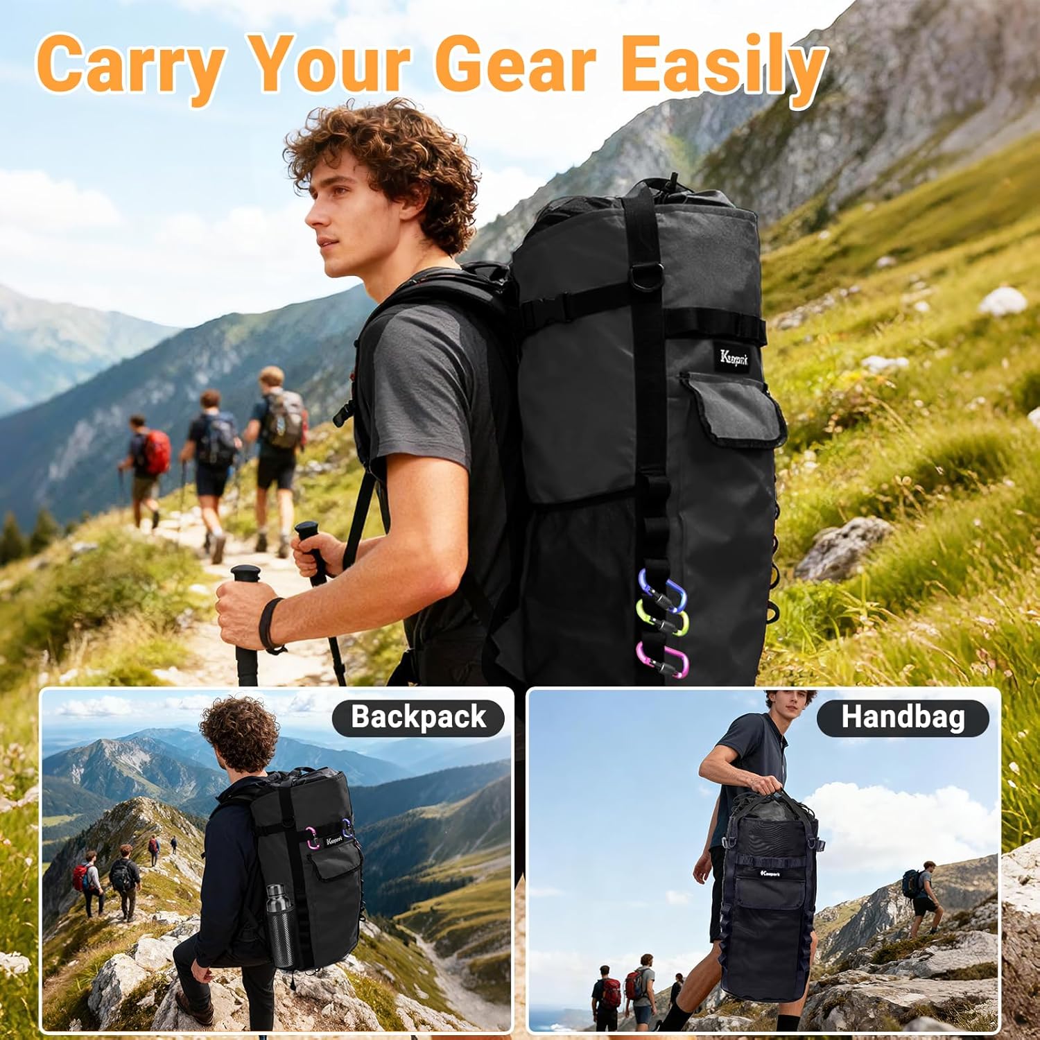 Rock Climbing Rope Storage Bag - Large Capacity Tree Rope Storage Backpack, Waterproof Oxford Outdoor Climbing Rope Bag With Adjustable Shoulder Straps - Black